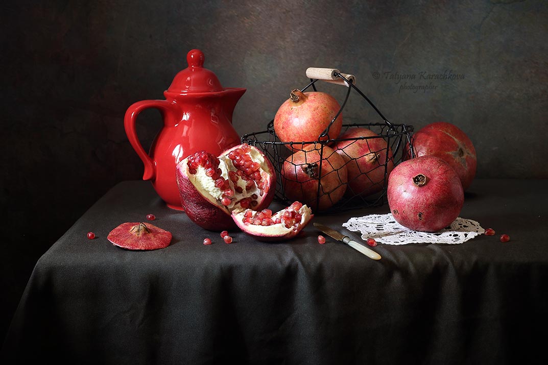 натюрморт, фрукты, гранат, красный, Tatyana Karachkova