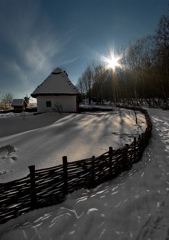пейзаж, зима, пирогово, закат, Марк Пономаренко