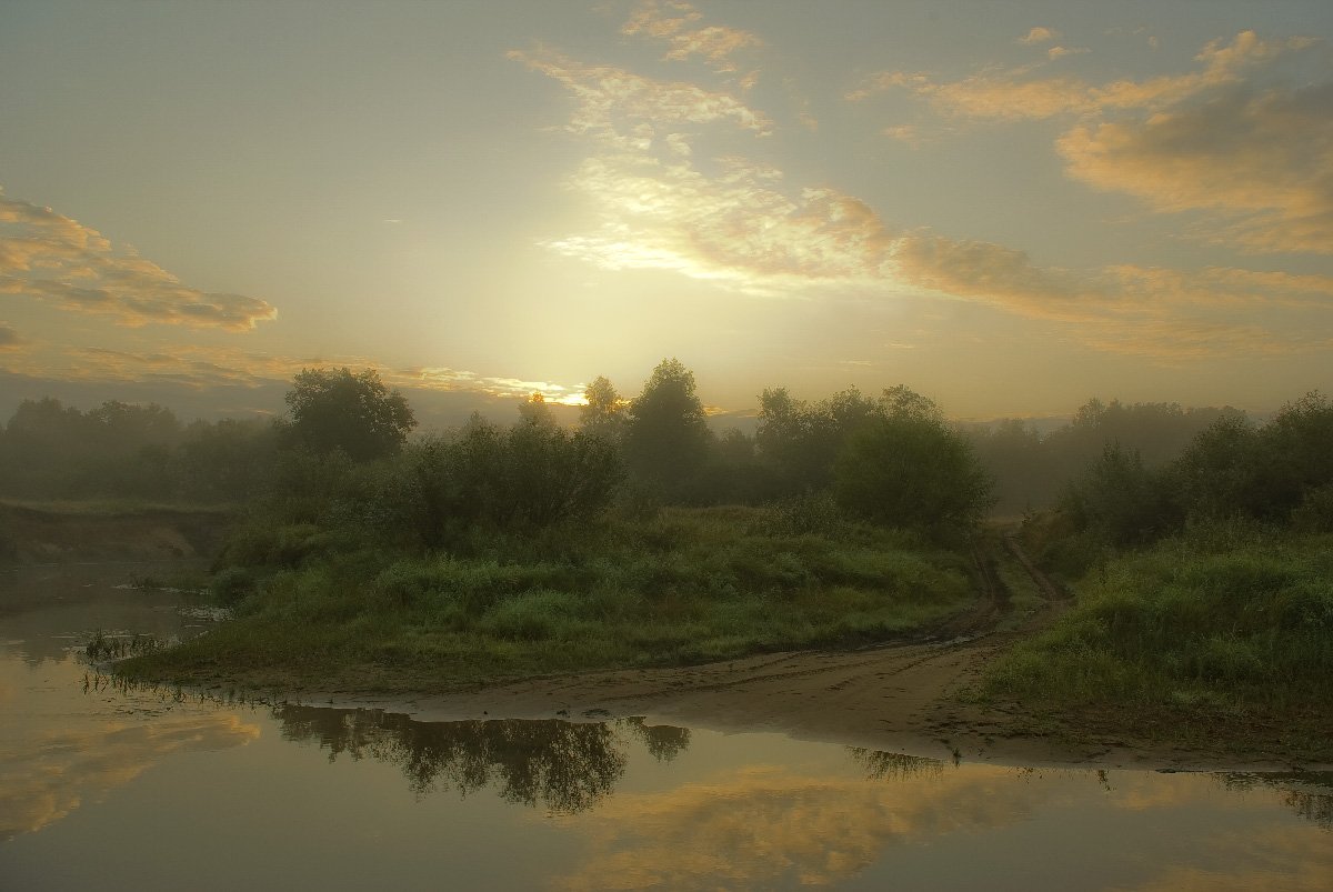 туман, утро, река, рассвет, Вячеслав Довыденков
