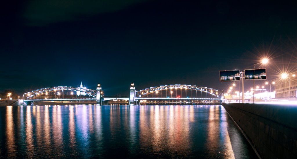 большеохтинский мост,смольный,нева,ночь,, Евгений Пугачев.