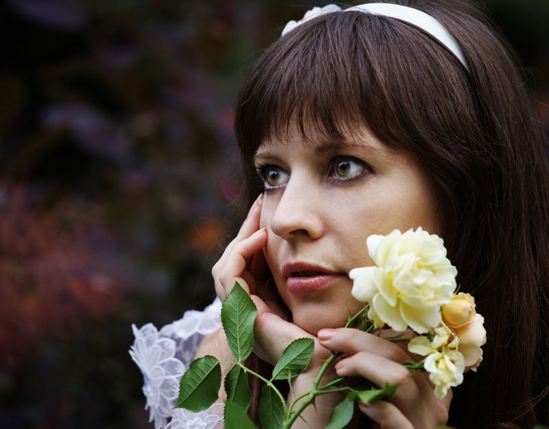 девушка, взгляд, розы, сад, Olga Panteleeva
