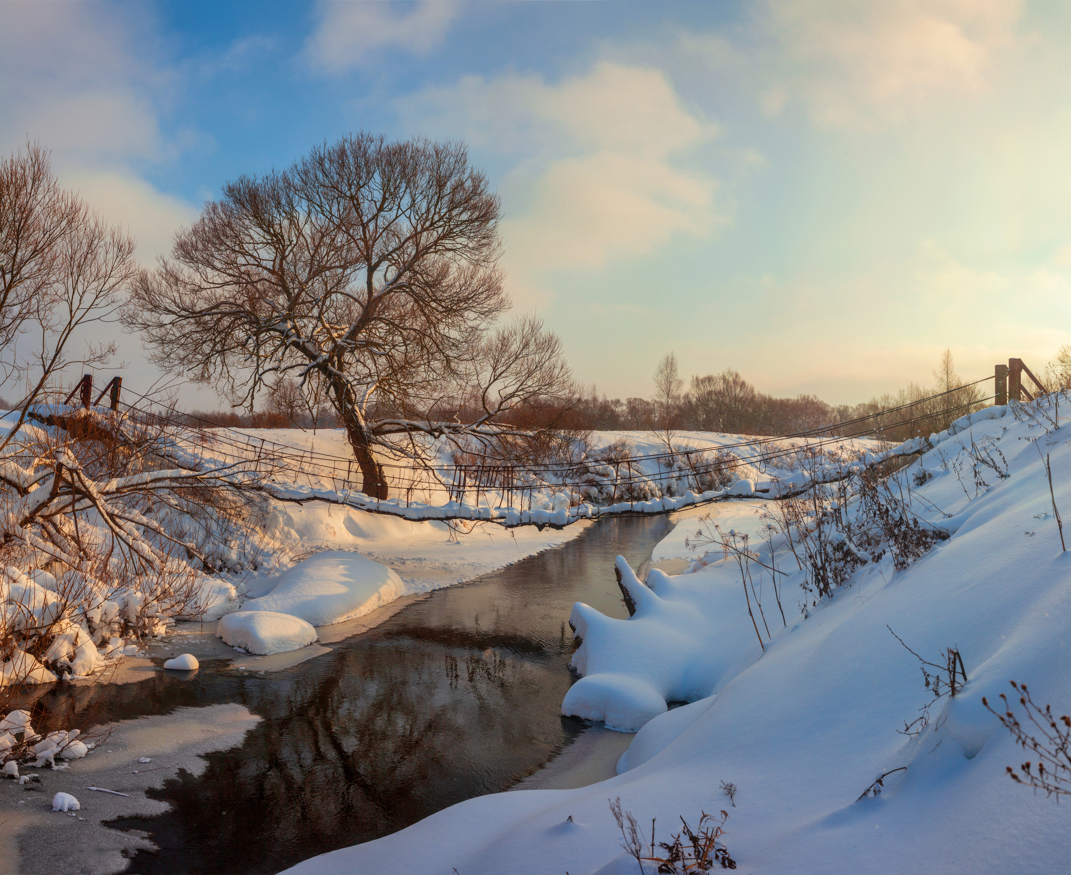 зима, река, мостик, Александр Свистков