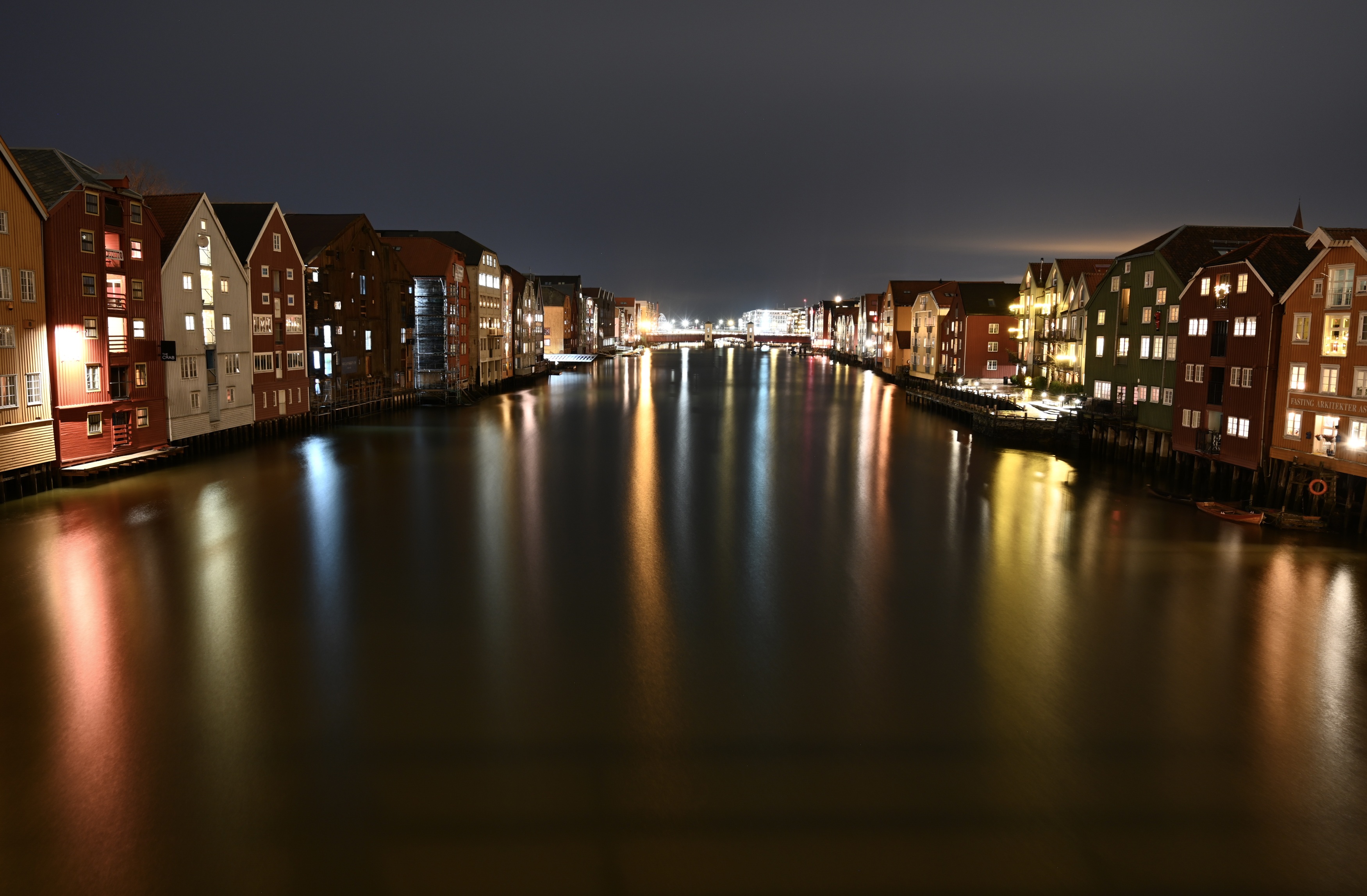 City/Architecture, Norway, Trondheim, reflection, river, houses, colorful, night, tradition, wharves, bridge, , Svetlana Povarova Ree