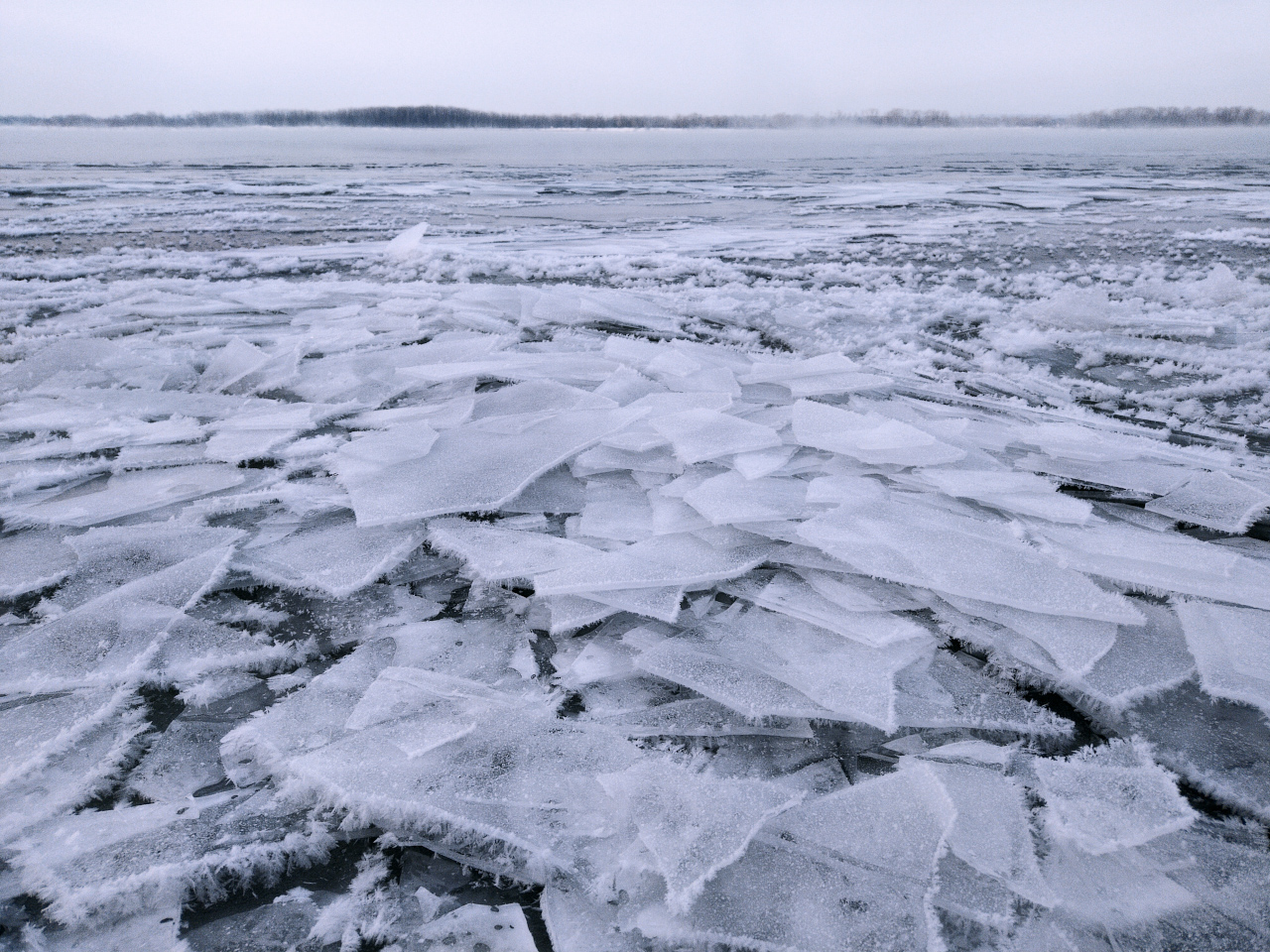 пейзаж, зима, река, лёд, волга, Андрей Ларионов