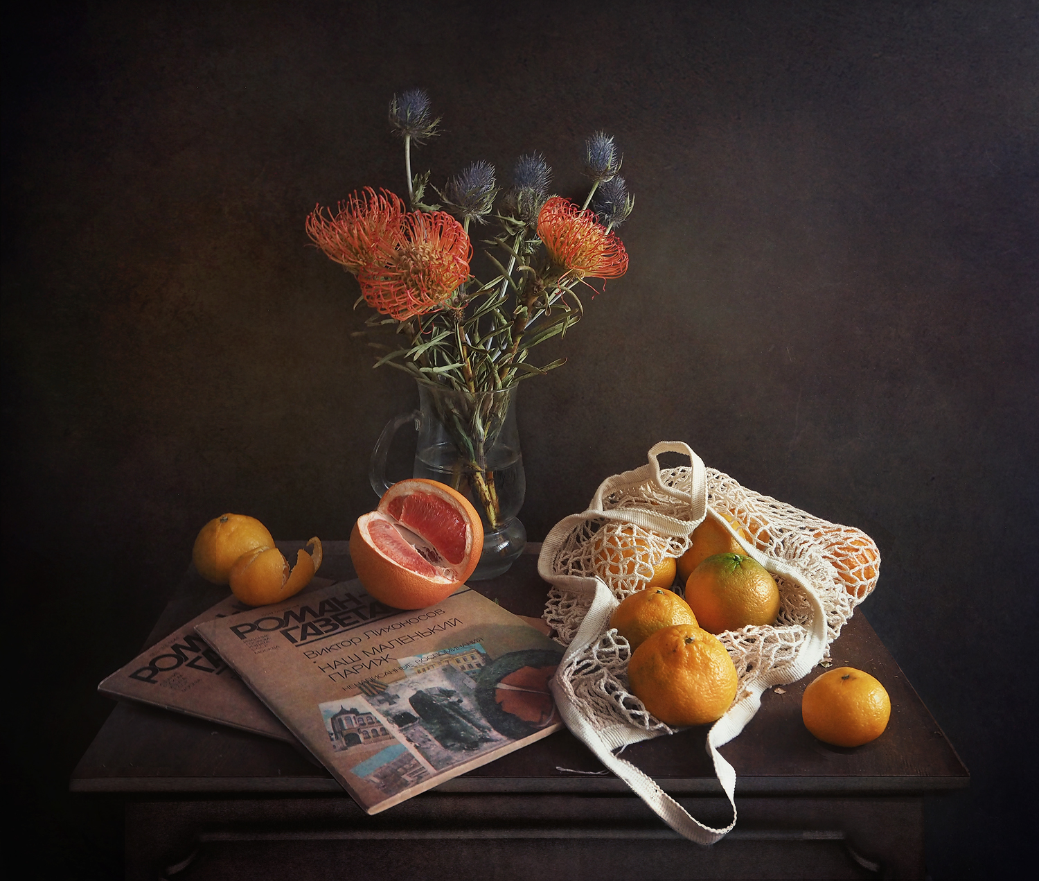 цветы, апельсины, журналы, flowers, oranges, magazines, Vera Eremeeva