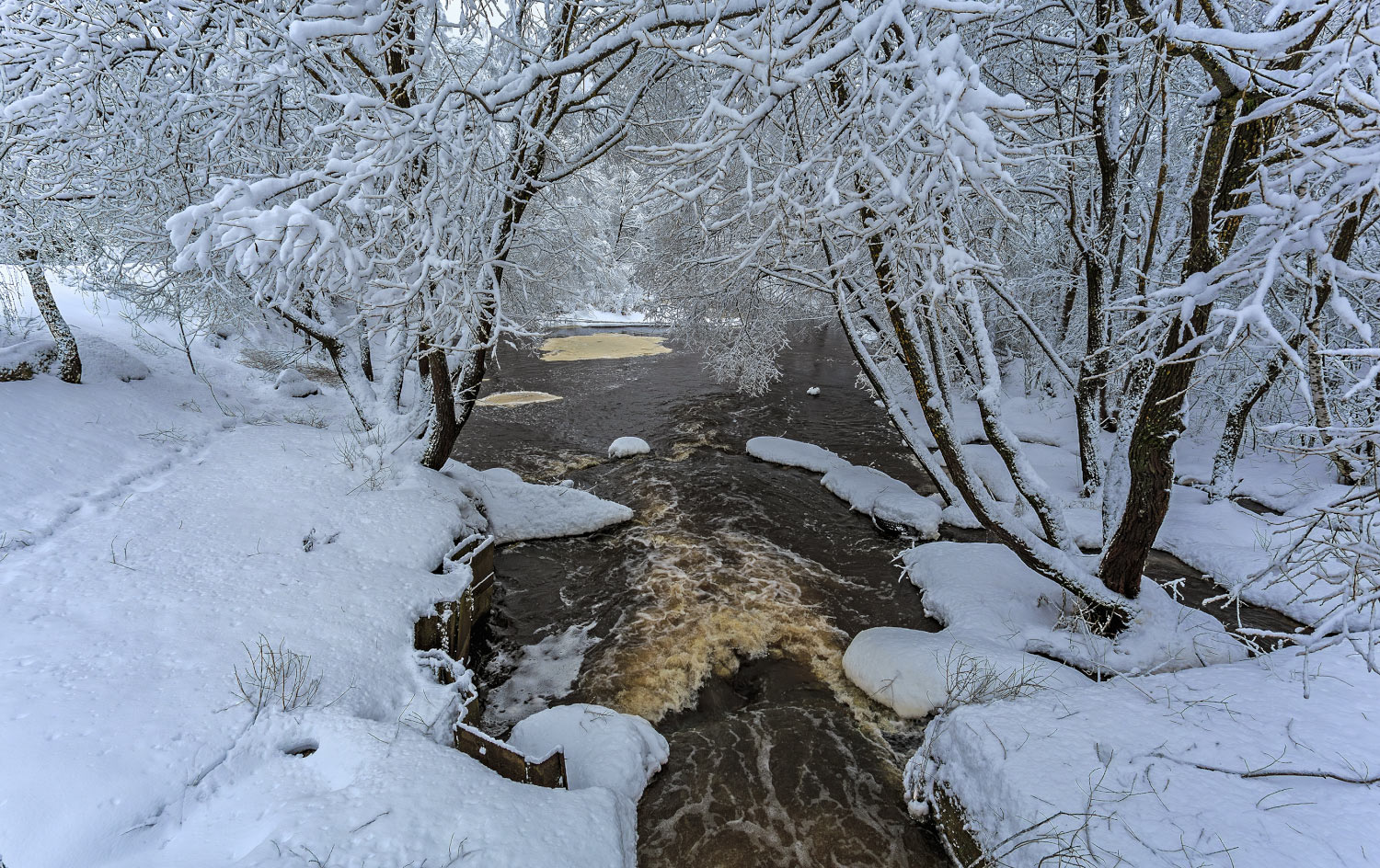 природа, зима, снег, река, Борис Новиков