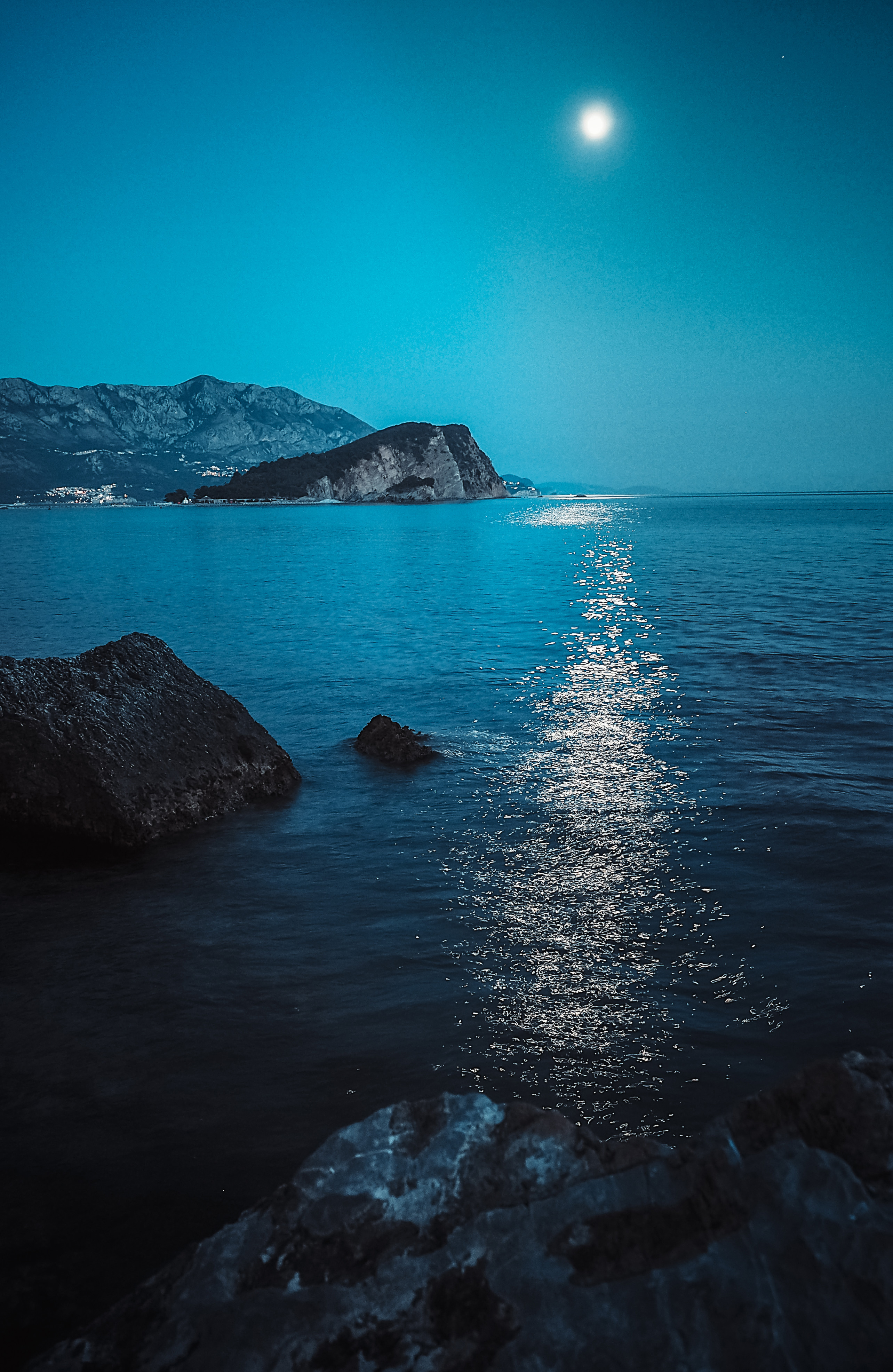 пейзаж, море, луна, ночь, landscape, sea, moon, night, Протченко Ирина