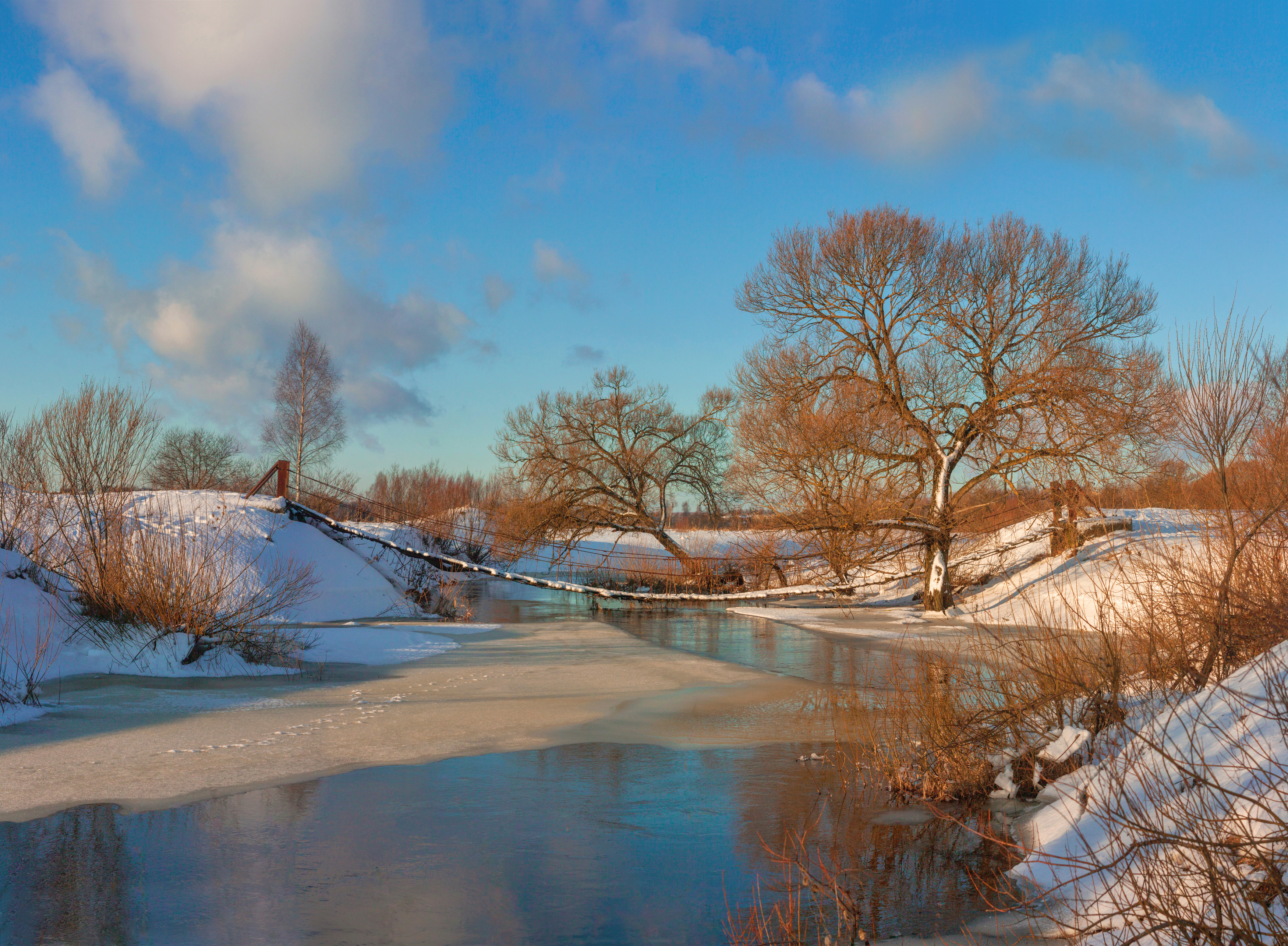 река, зима, мостик, Александр Свистков