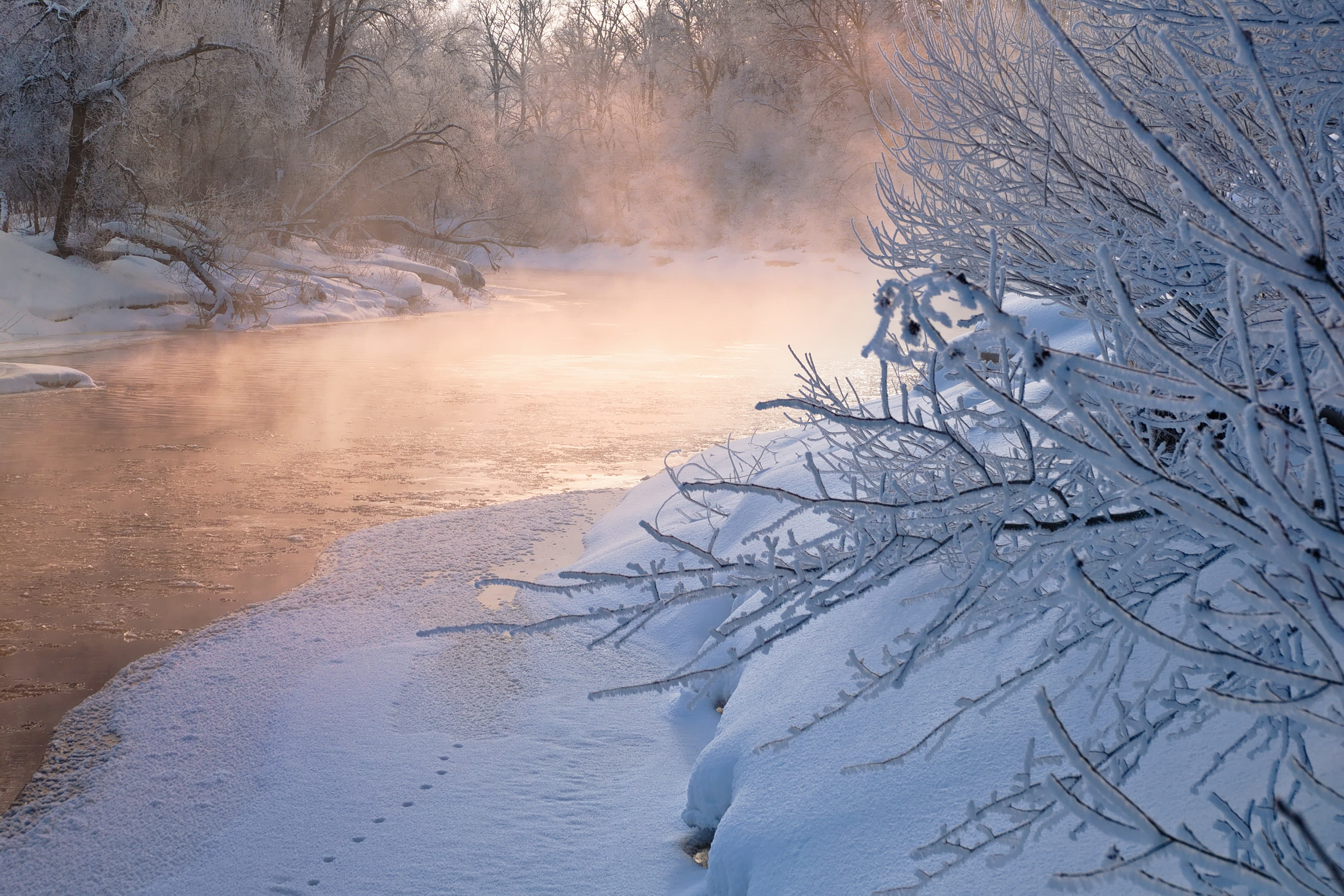 лучёса, река, зима, мороз, снег, витебск, Виктор Гурков