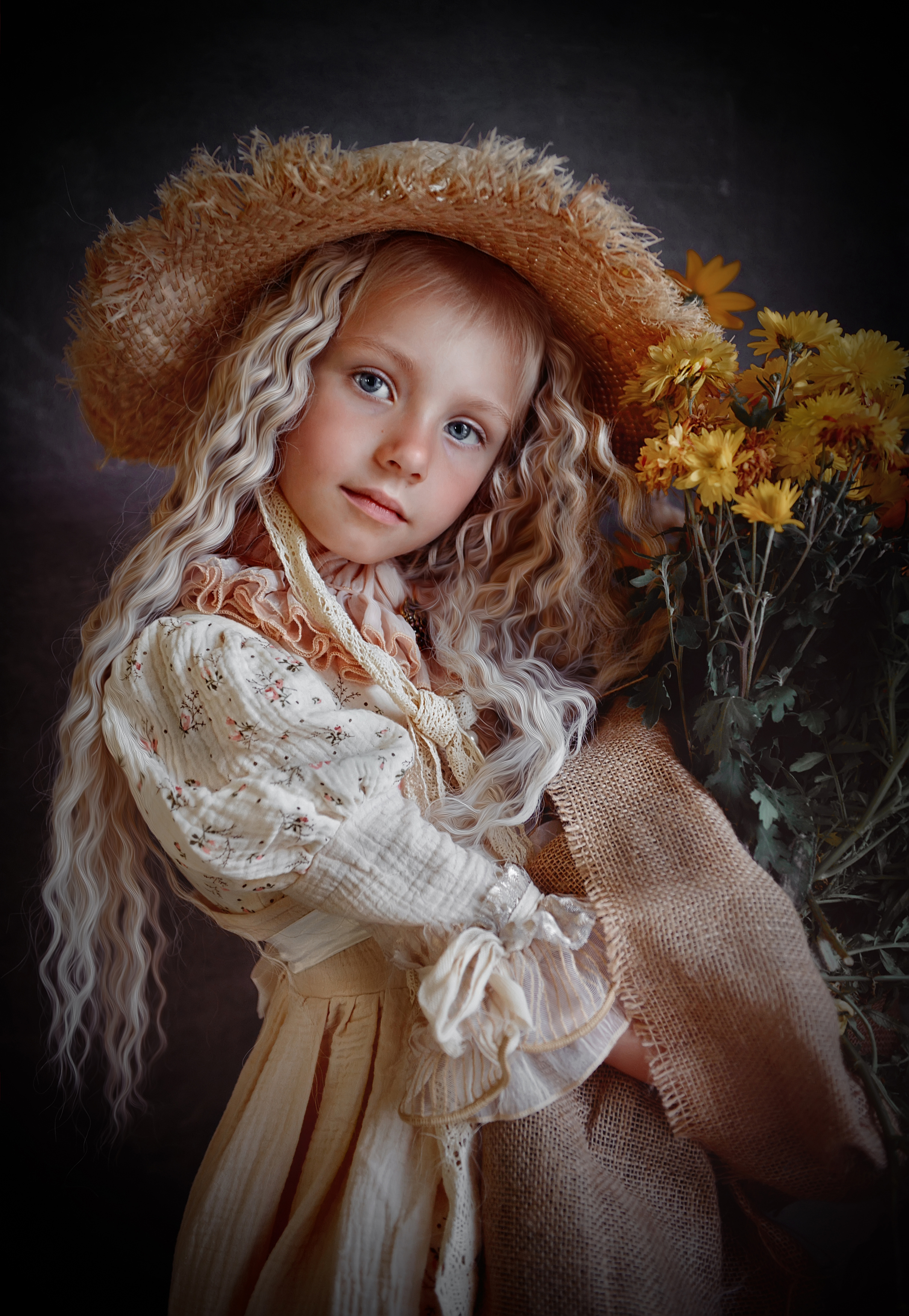 Детский портрет,девочка с цветами,винтажное фото, Татьяна Звада
