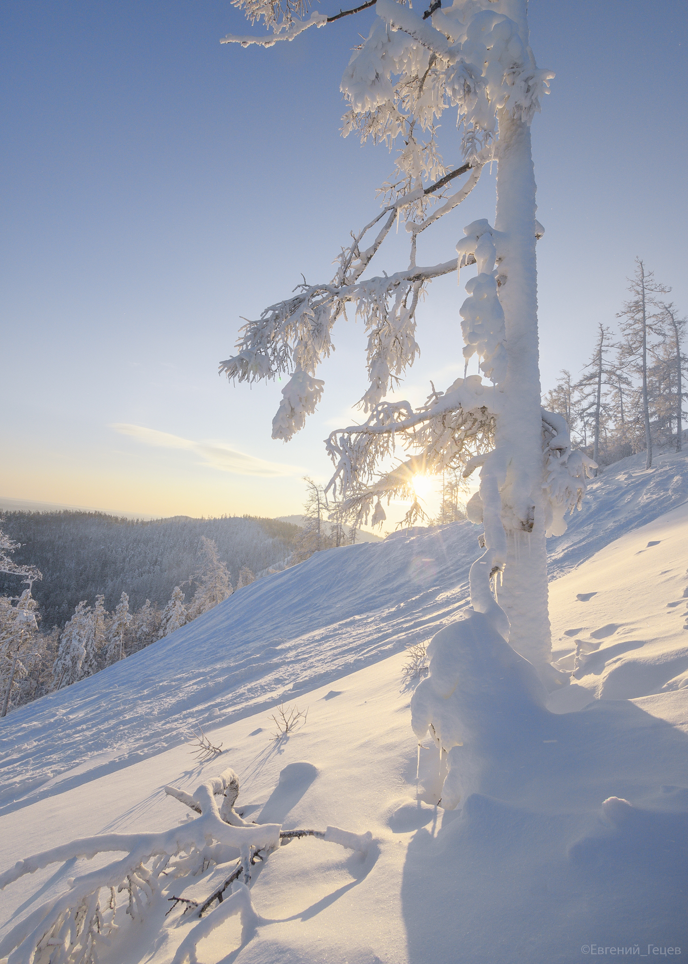 пейзаж, горы, зима, снег, мороз, Евгений Гецев