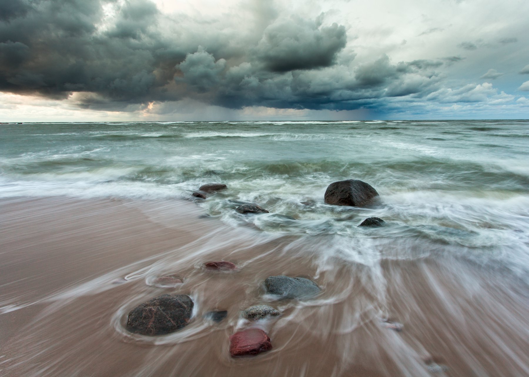балтийское море закат волны камни гроза тучи baltic sea stones waves rocks storm, Кулинич Артём