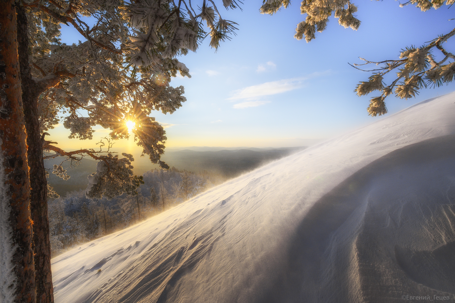 пейзаж, горы, зима, снег, солнце, Евгений Гецев