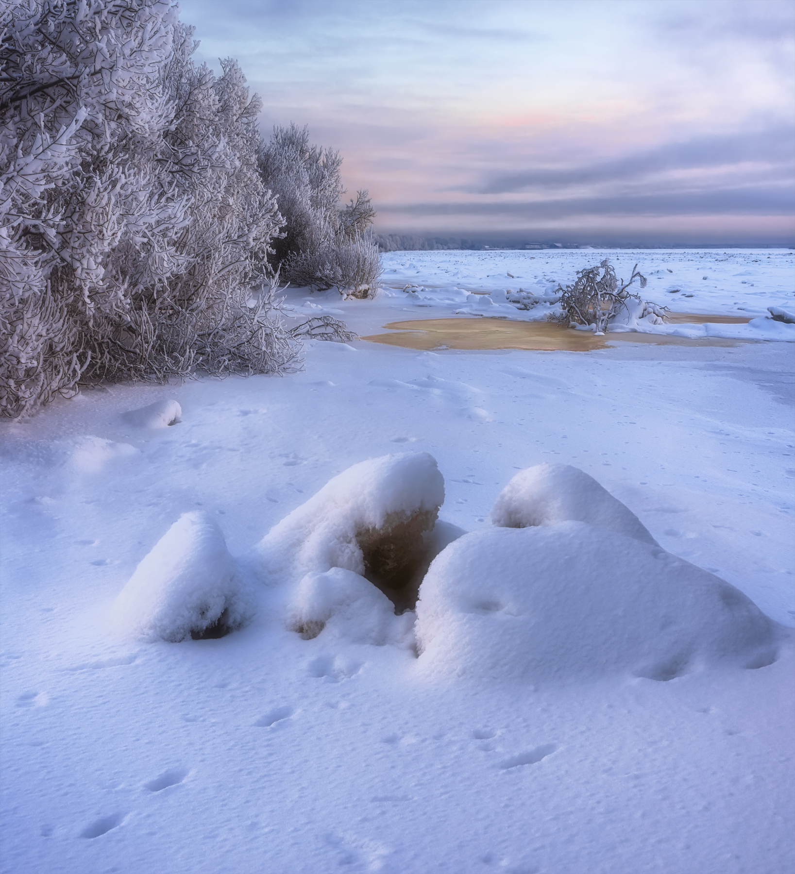 зима иней мороз снег река берег северная двина архангельск, Вера Ра