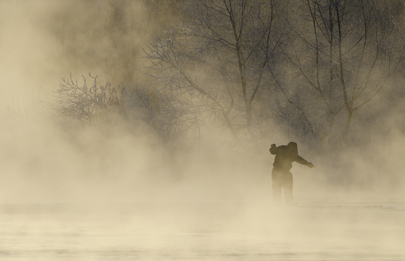 зима, река упа, рыбалка, Михаил Агеев