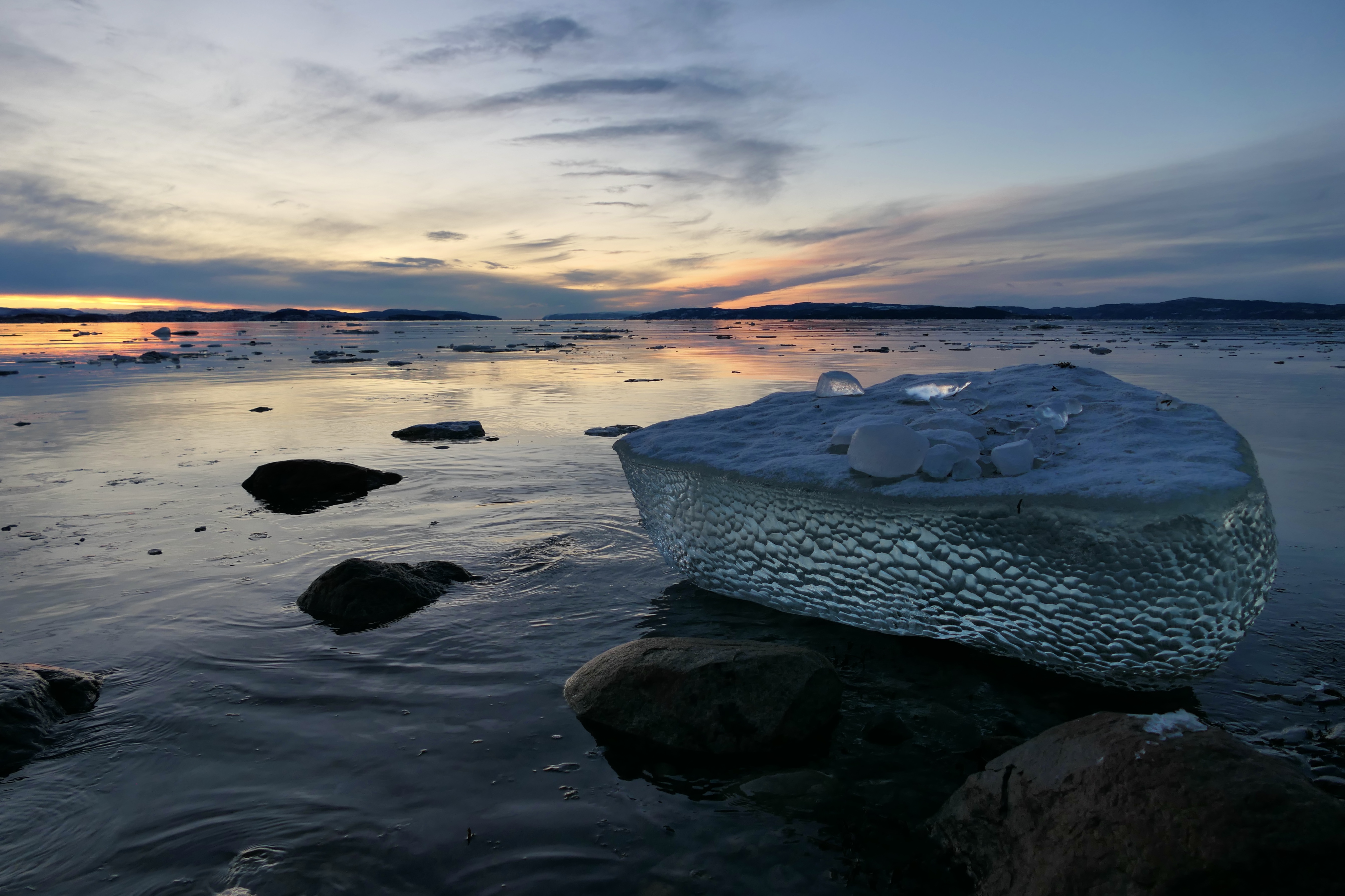 Landscapes, ice, Norway, cold, winter, pattern, sunset, mood, colors, fjord, light, blue, , Svetlana Povarova Ree