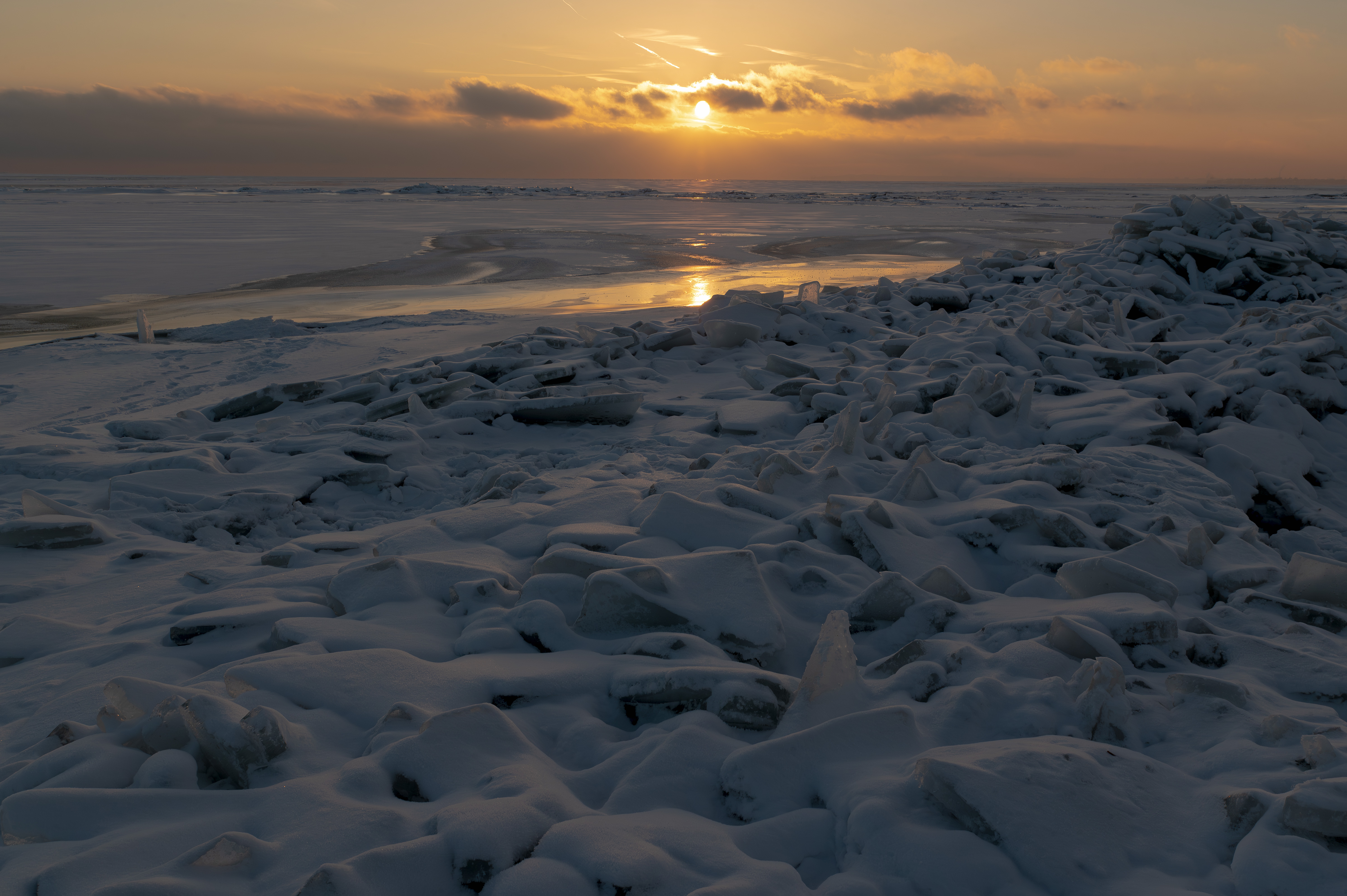ice, cold, winter, sunset, frozen, snow, iceberg, sea, sunlight, azov, landscape,, Бугримов Егор