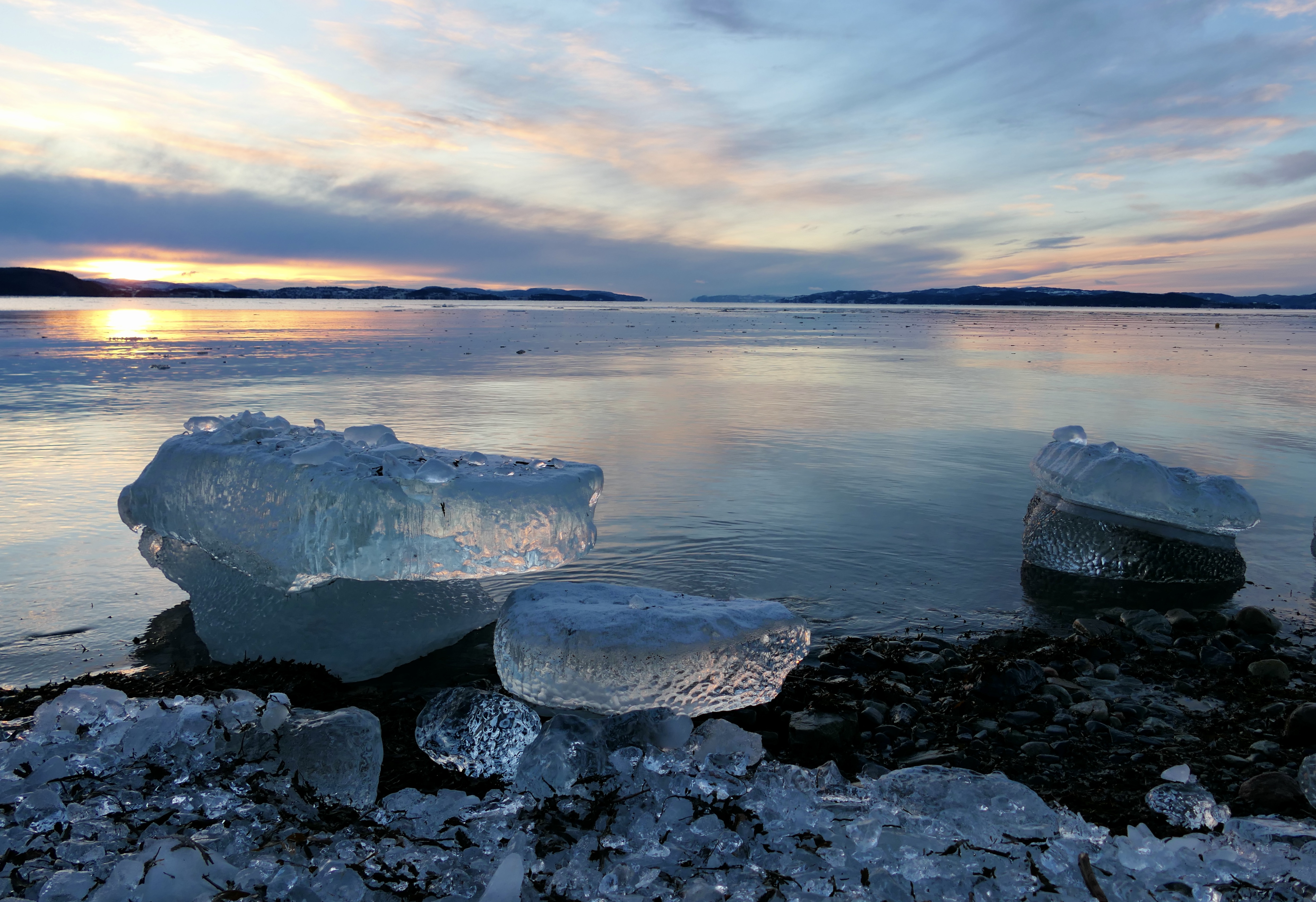 Landscapes, Norway, winter, ice, fjord, light, sunset, blue, reflection, sea, sky, colorful, mood, , Svetlana Povarova Ree