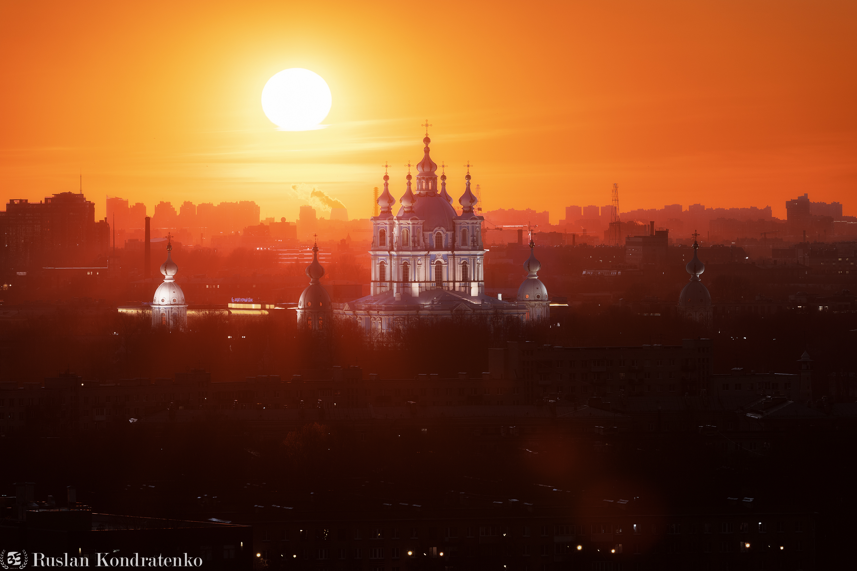 санкт-петербург, закат, смольный собор, прострел, композитная фотография, time blending, Кондратенко Руслан