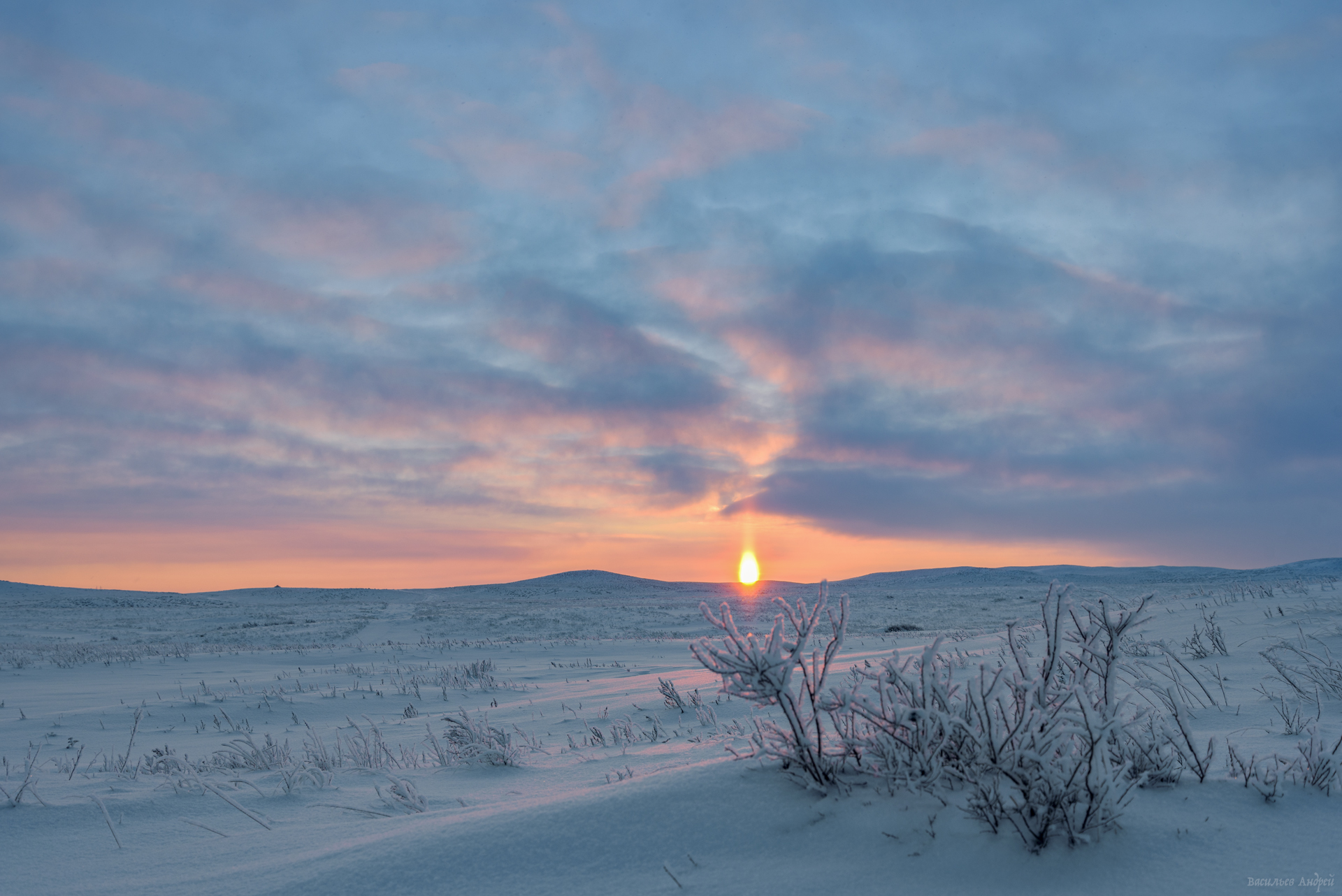 зима, солнце, снег, утро, рассвет, оренбургская область, Vasilyev Andrey
