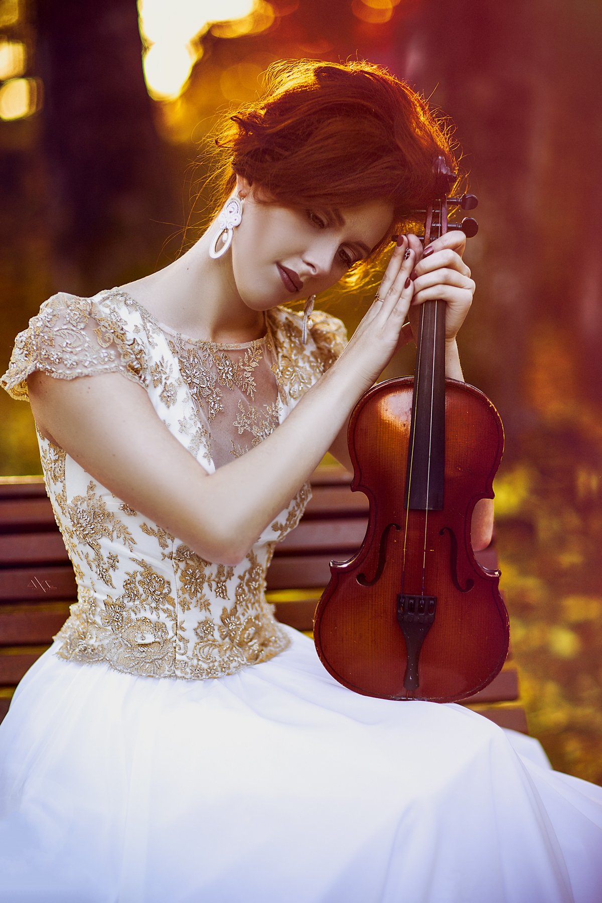 Autumn, Mood, Portrait, Violin, Woman, Руслан Болгов (Axe)