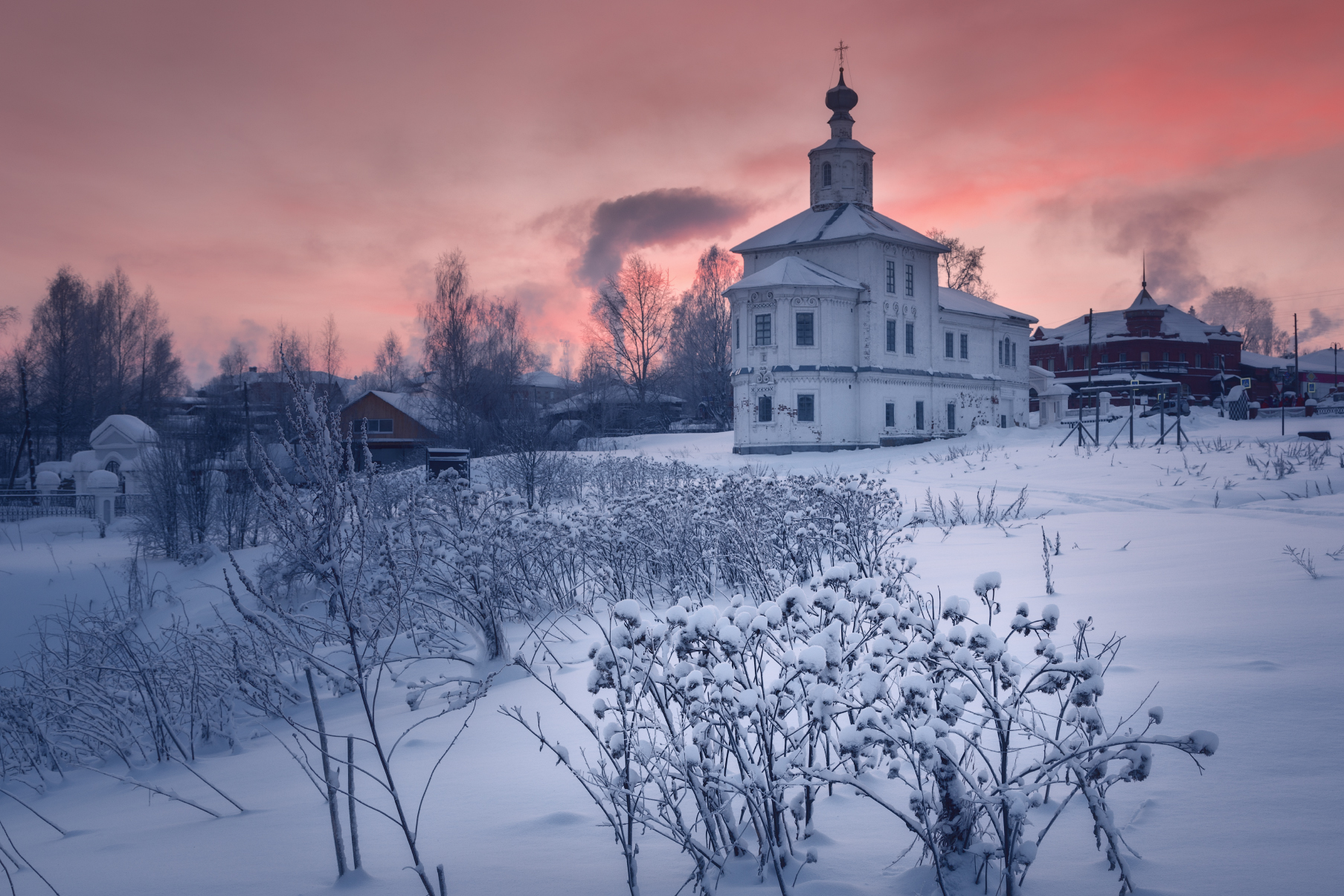 пермский край урал чердынь преображенская церковь закат зима мороз, Шишкин Дмитрий