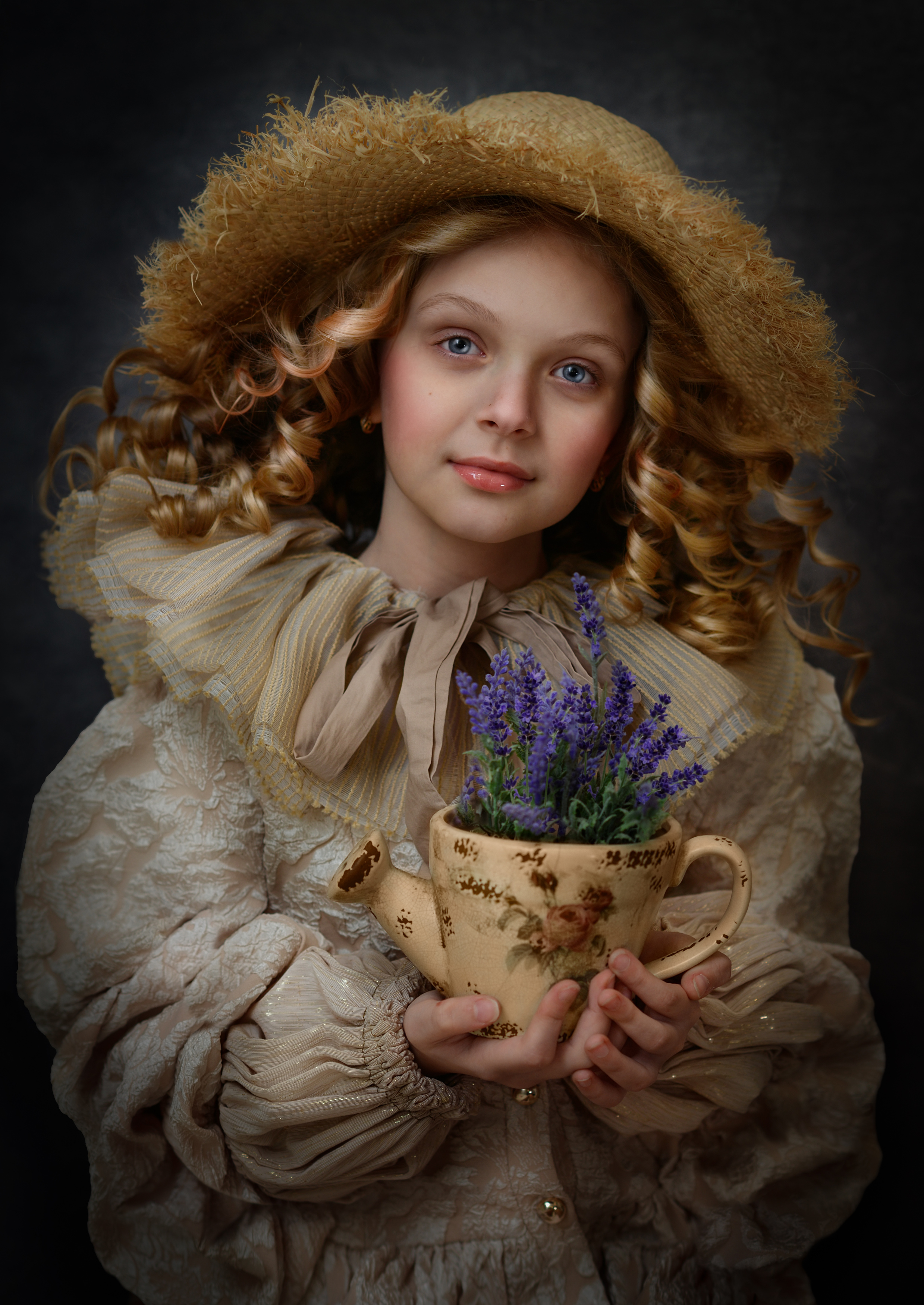 детский портрет, девочка в шляпе,винтажное фото,девочка с цветами, Татьяна Звада