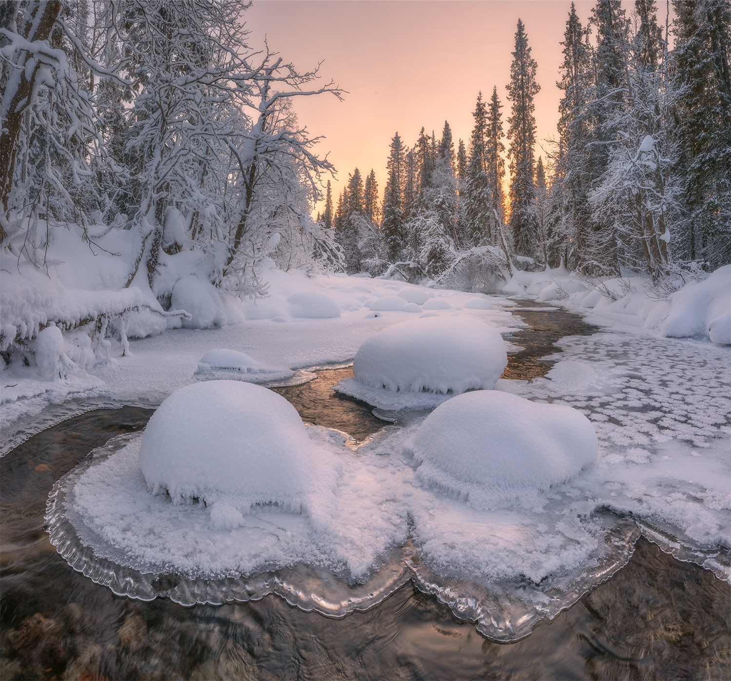 зима река снег мороз вода шляпа, Сергей Буторин