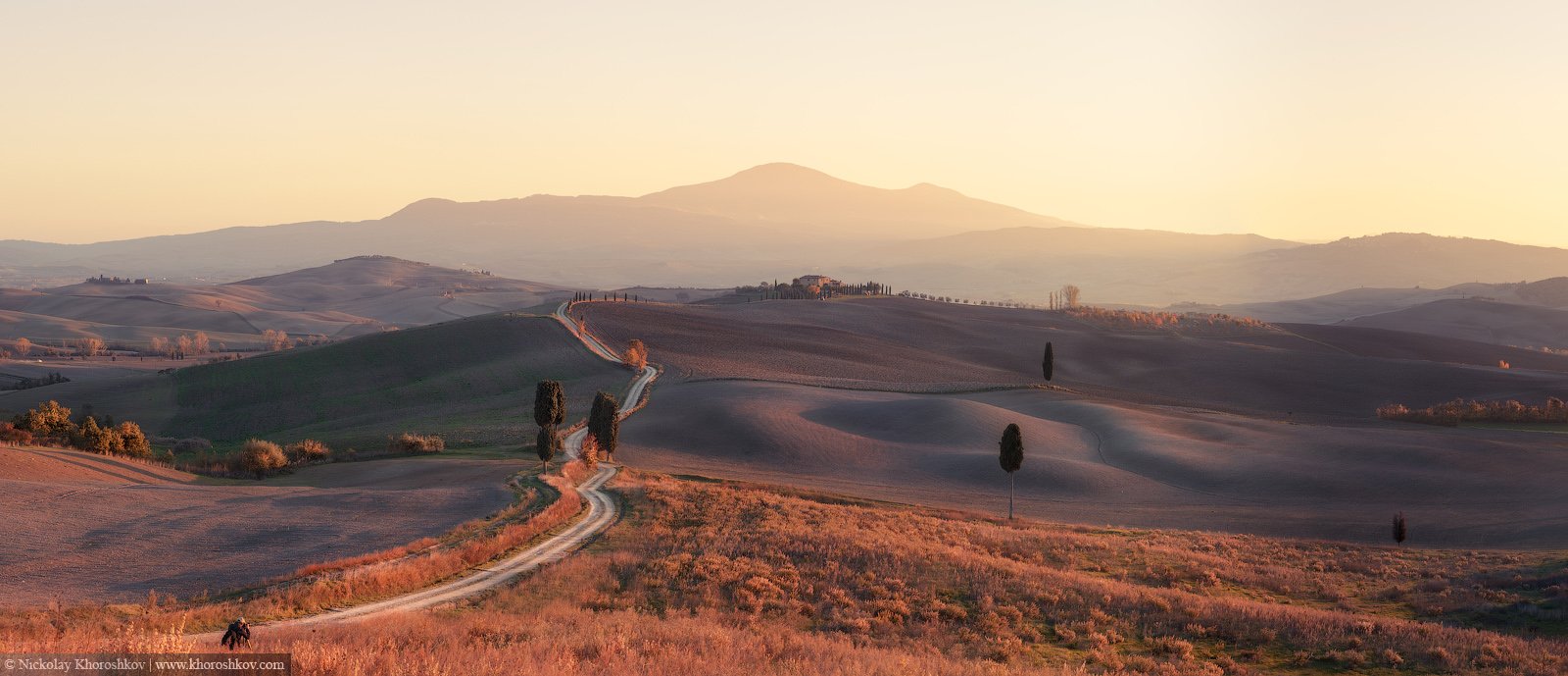 Countryside, Italy, Landscape, Panorama, Sunset, Tuscany, Италия, Панорама, Пейзаж, Тоскана, Николай Хорошков