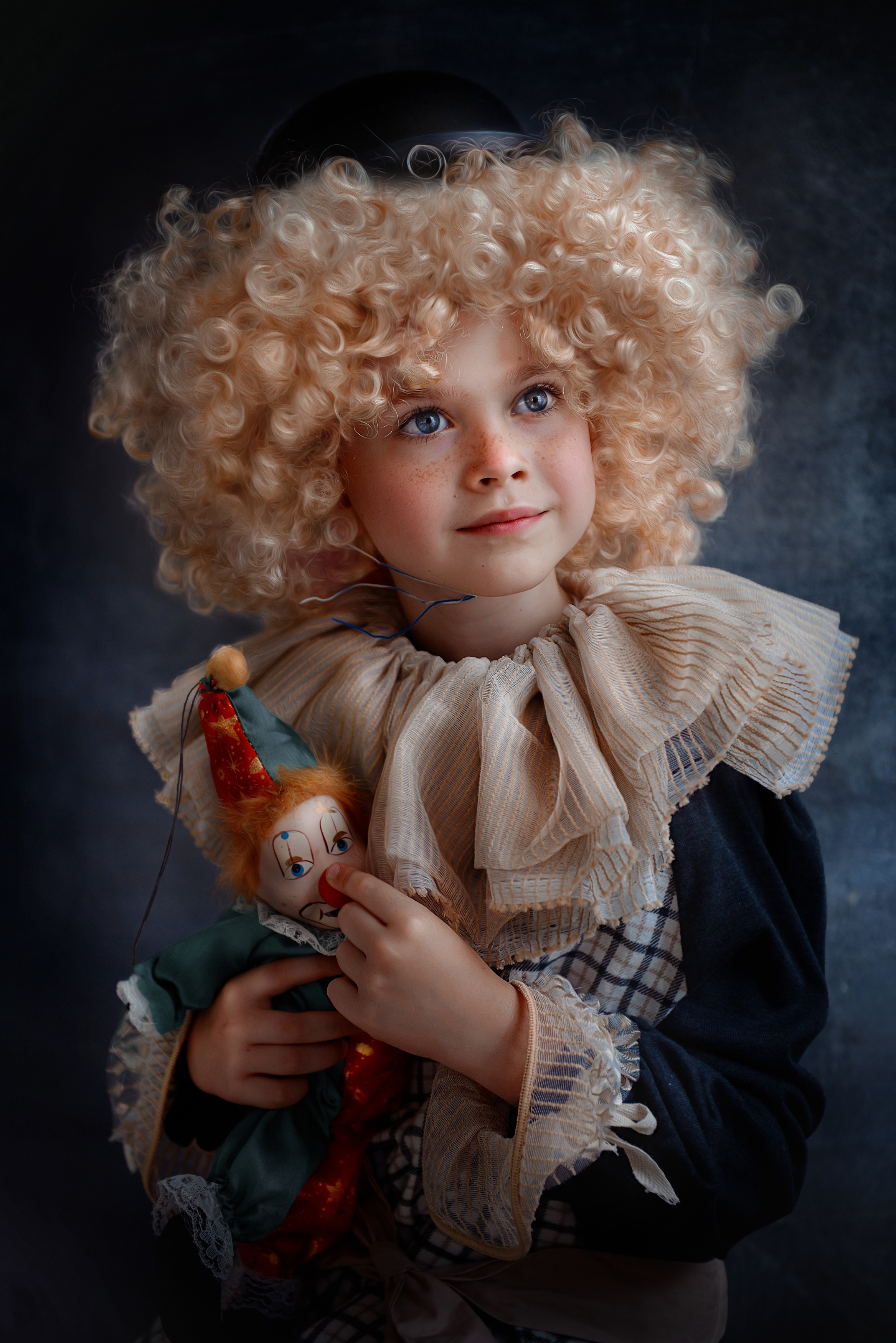 детский портрет,клоун с куклой ,винтажный клоун,цирк., Татьяна Звада