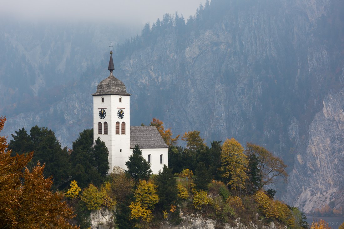 church, traunkirchen, austria, traunsee, morning, foggy, Nikita