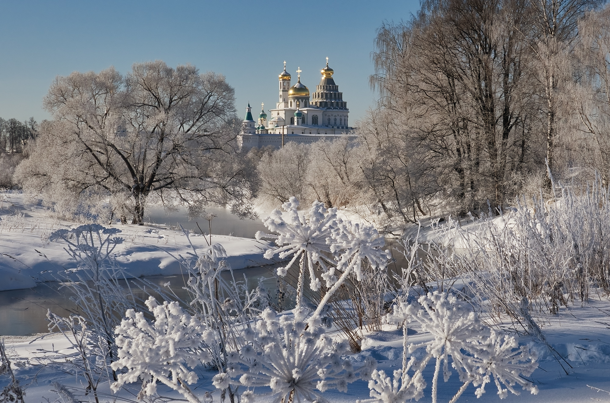 новый иерусалим, река истра, зима, мороз, иней, Александр Медведев