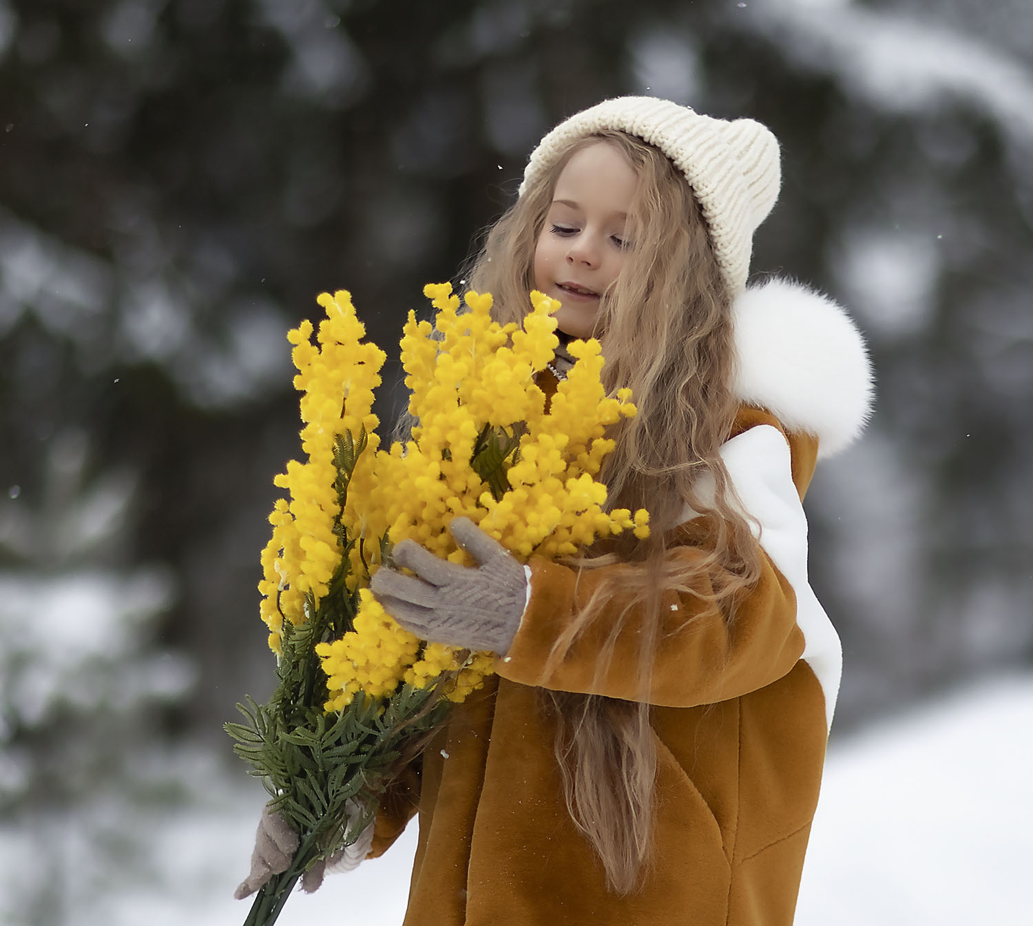 девочка, весна, цветы, мимозы, настроение, girl, spring, flowers, nature, Стукалова Юлия