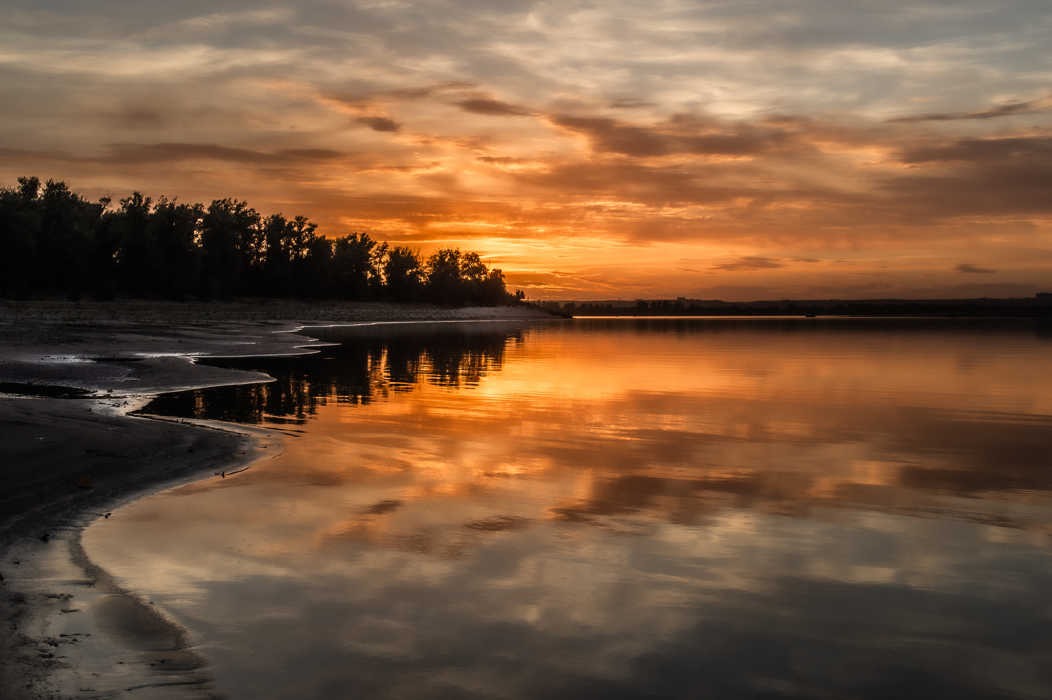 река, природа, пейзаж, вода, закат, солнце, river, water, clouds, sunset, Васильев Роман