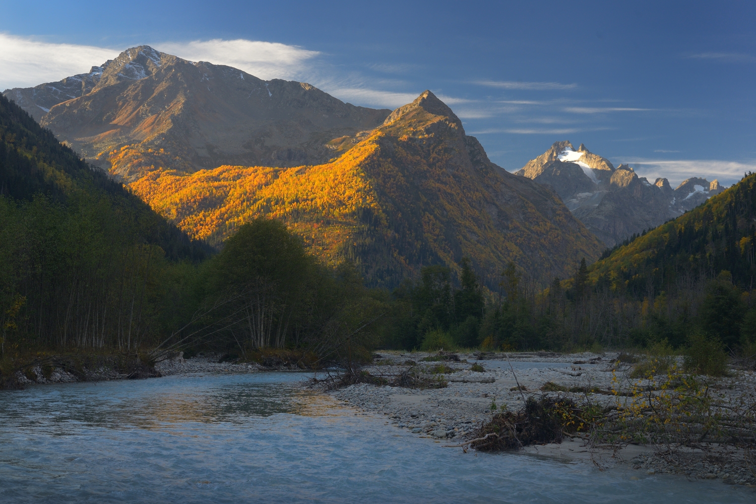 горы осень кавказ река, Александр Жарников