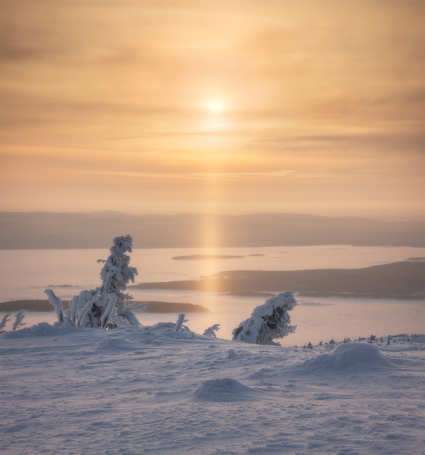 зима снег закат солнце луч, Сергей Буторин