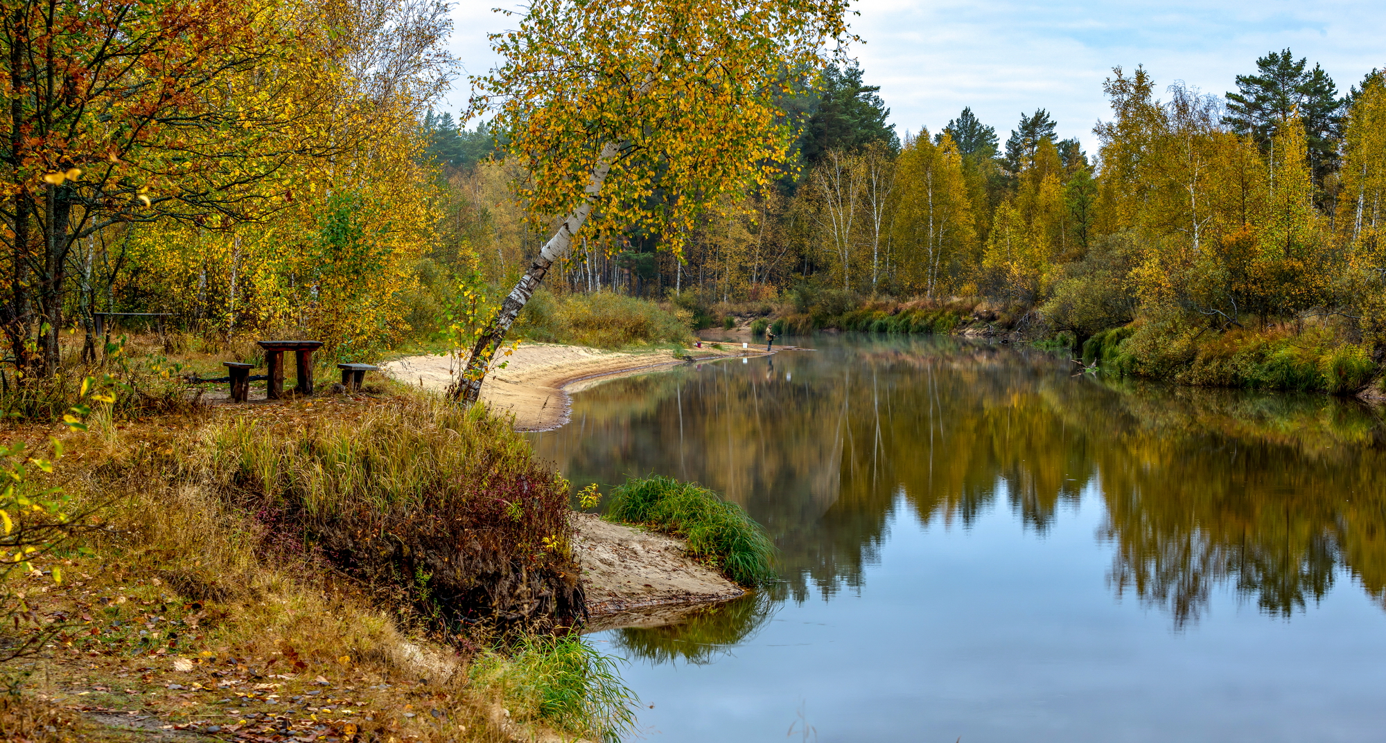 лес,река, осень, пейзаж, природа, рыбак, Юрий Морозов