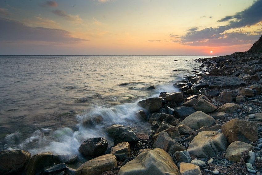 море, закат, камни, утриш, волны, вечер, Gorshkov Igor_Feanorus