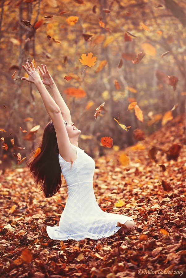 autumn,portrait, leaves, fall, forest, beauty, girl, Милен Добрев