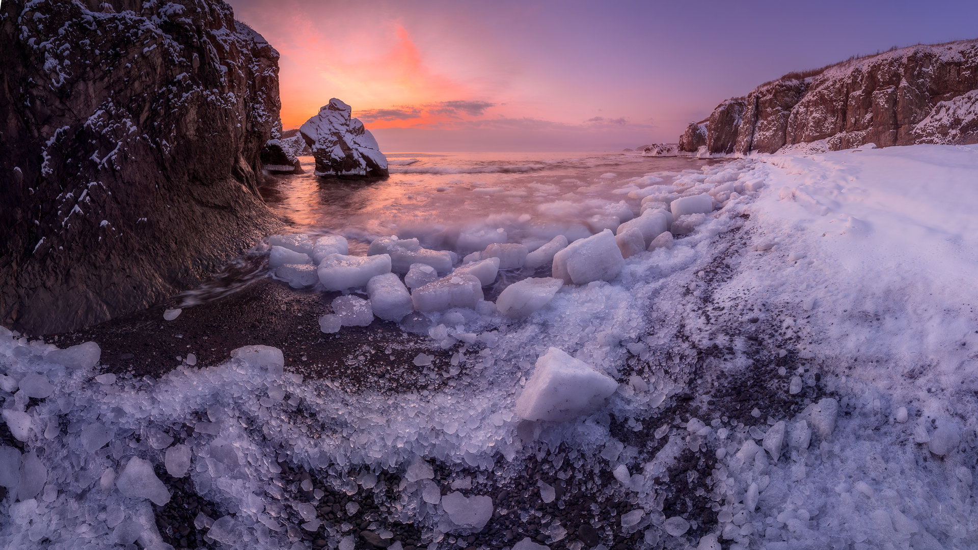 панорама, весна, море, скалы, утро, Андрей Кровлин