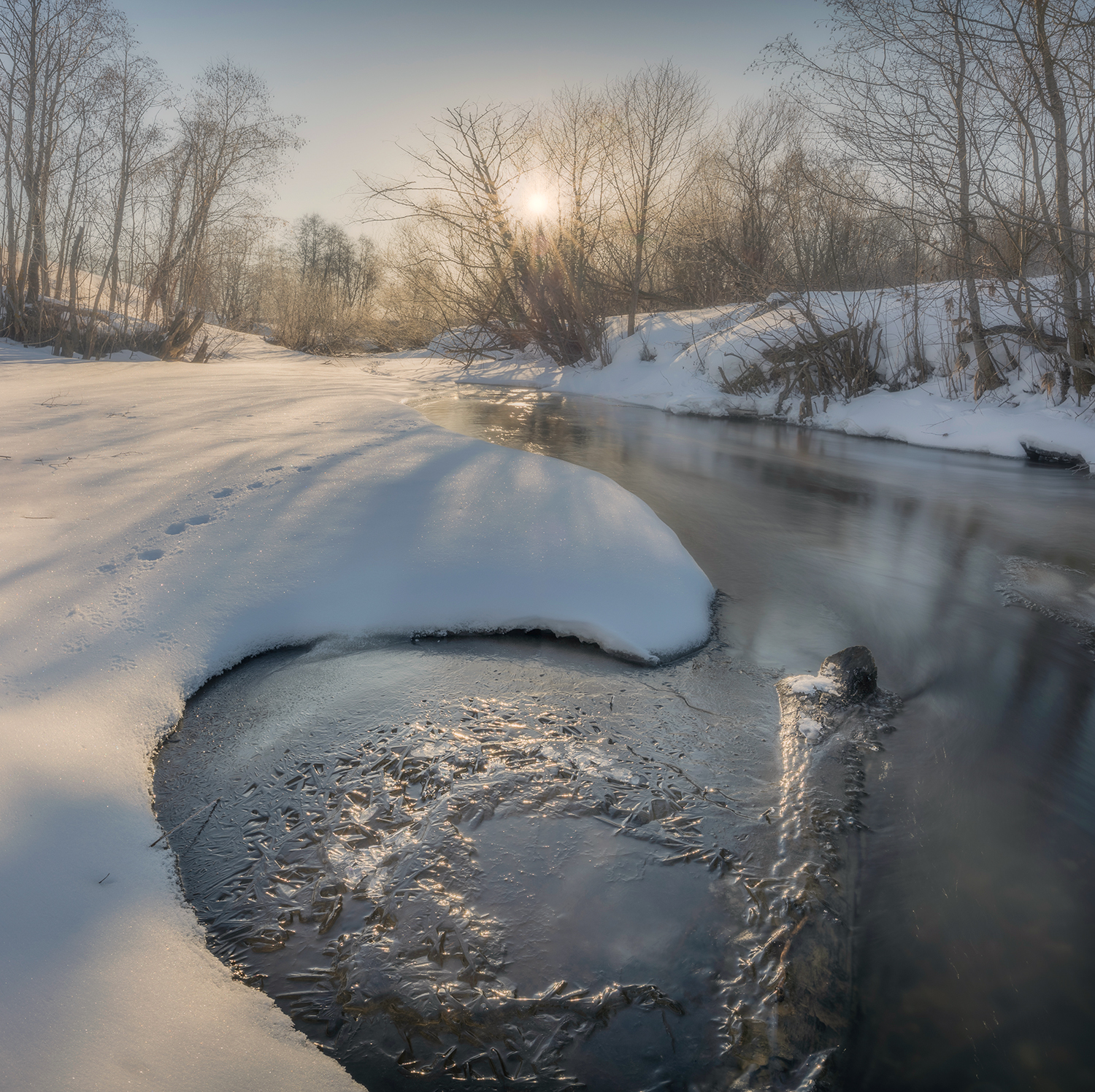 утро весна река лёд рассвет солнце, Сергей Буторин