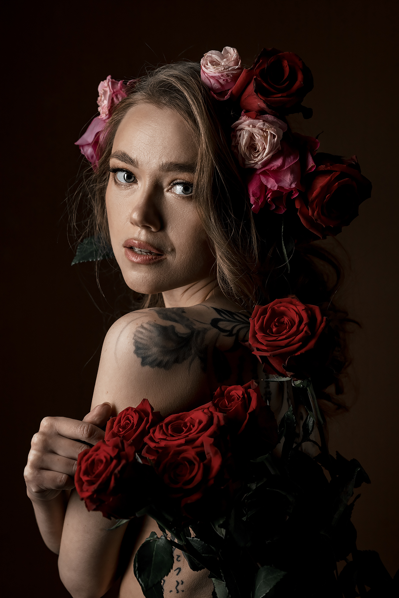 roses tatoo portrait woman naked, Ирина Мухина