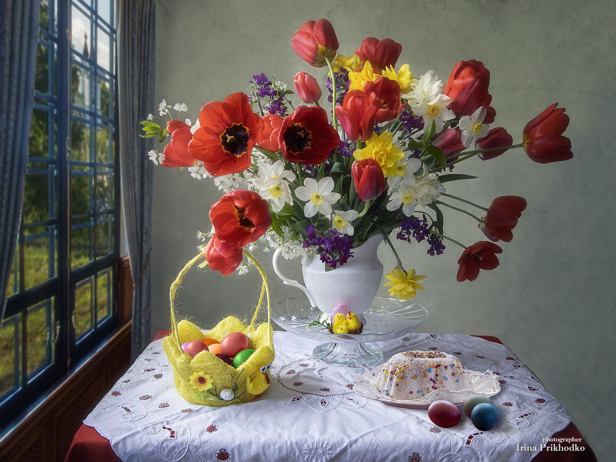 натюрморт, весна, цветы, букеты, Пасха, Приходько Ирина