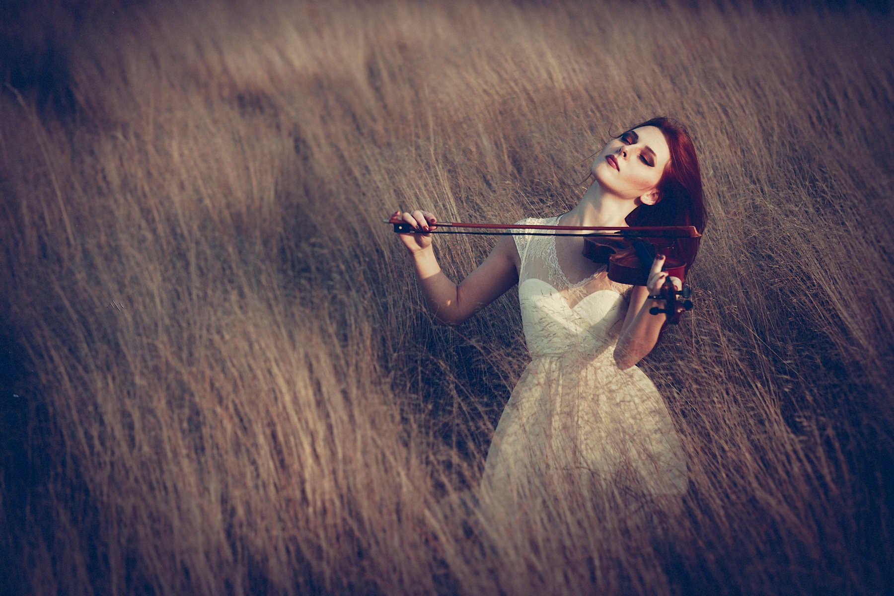 Autumn, Emotion, Mood, Music, Portrait, Violin, Wind, Woman, Руслан Болгов (Axe)