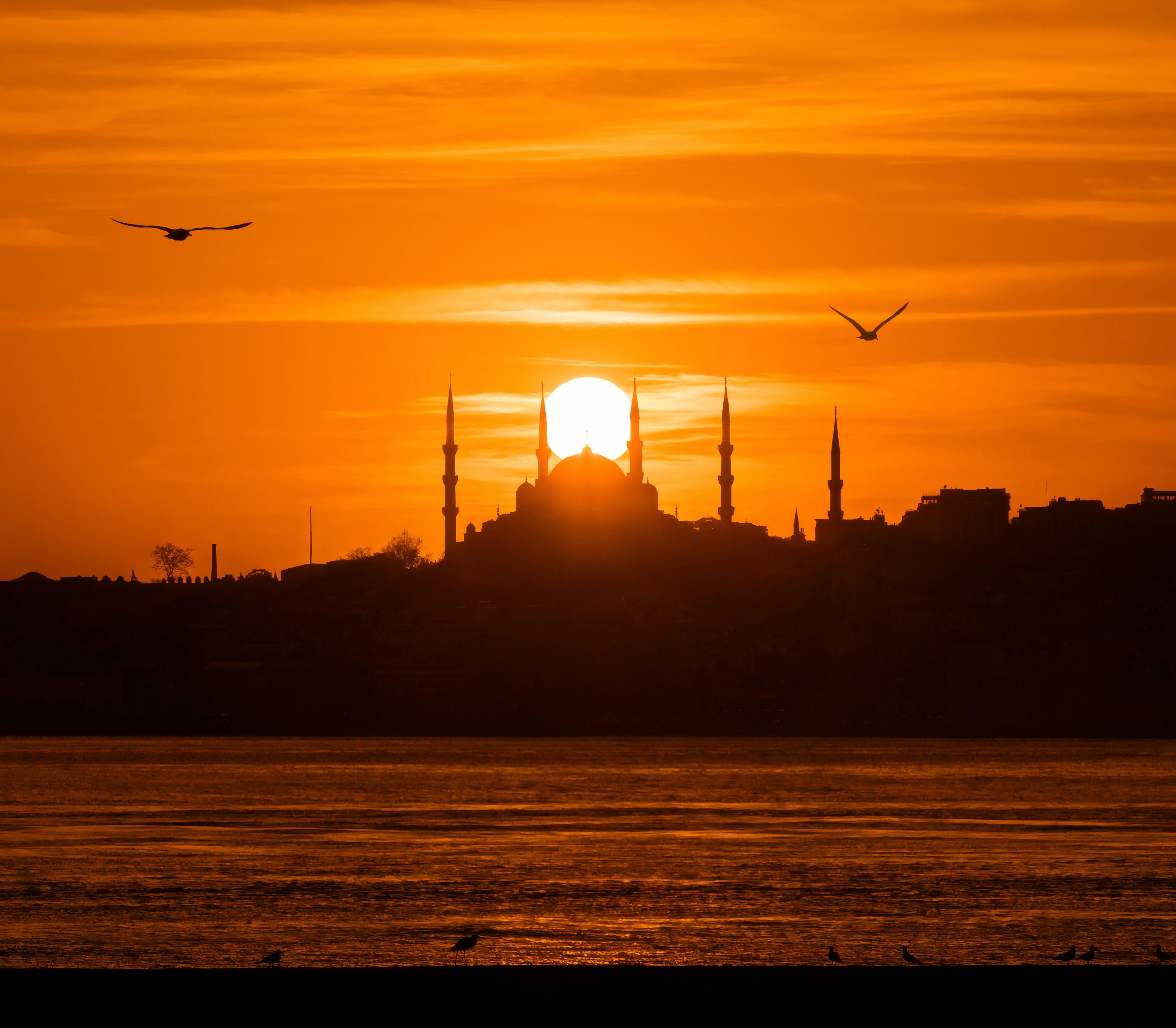 mosque, istanbul, turkey, sunset, architecture, orange, sun, sky, Анастасия Мазурева