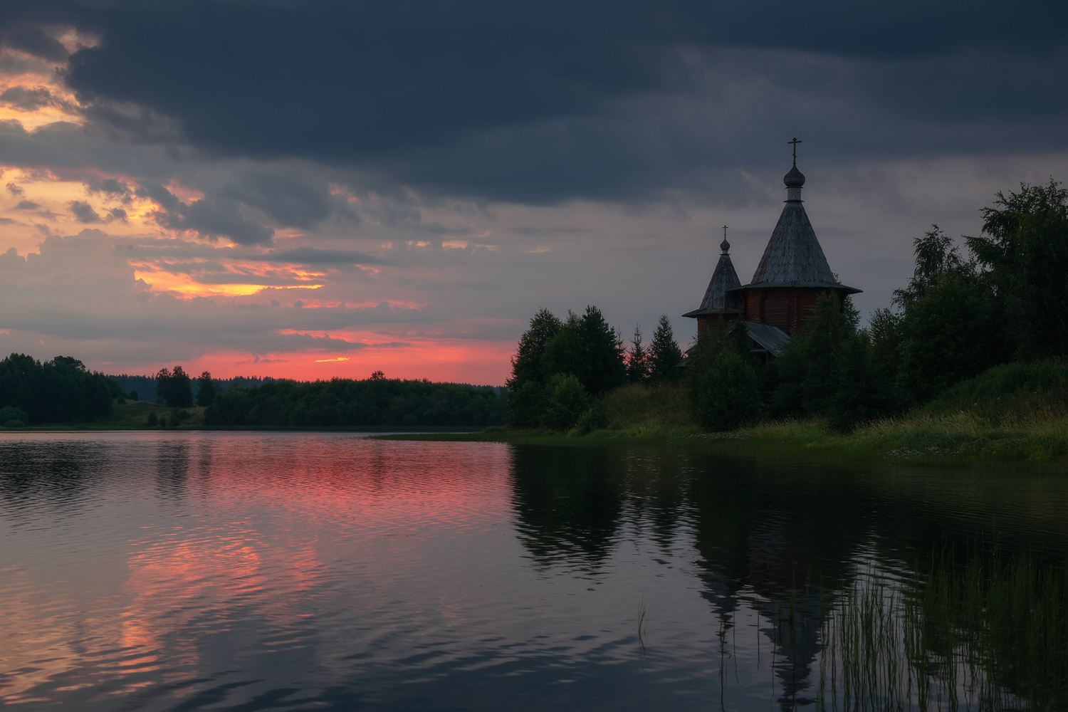 утро гроза река храм карелия, Архипкин Александр