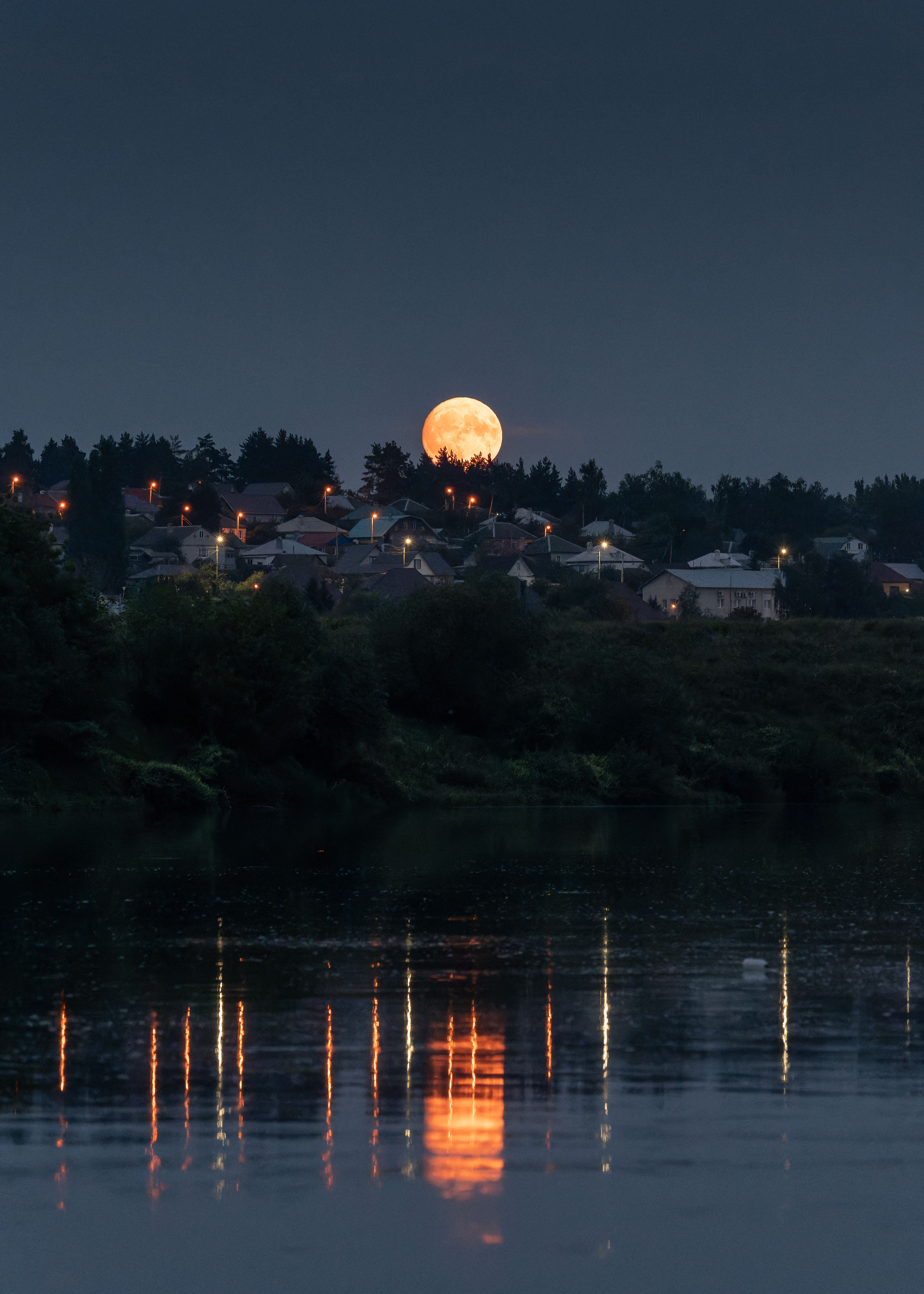 луна, река, полнолуние, ночь, Иван Мосьянов