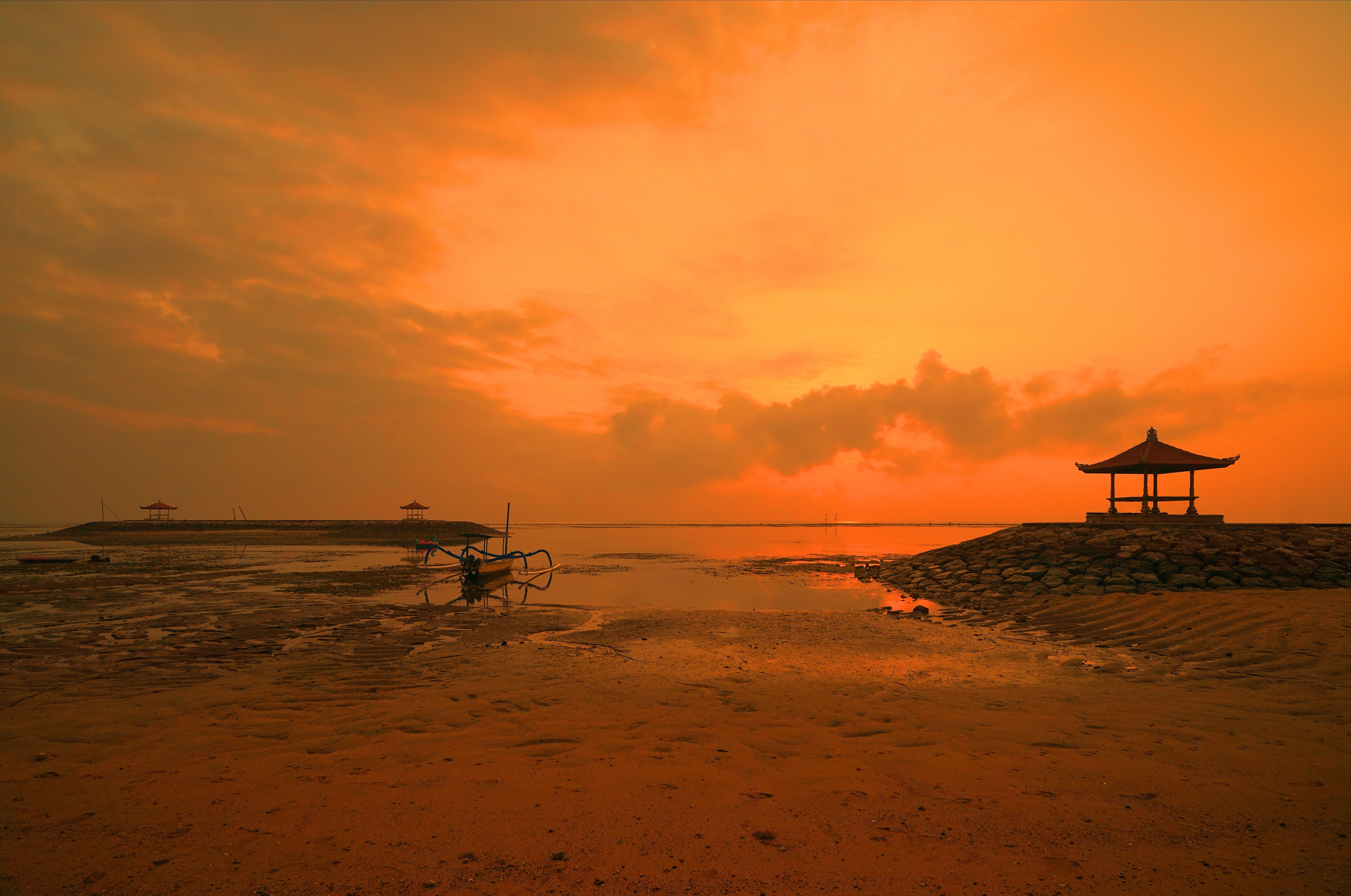 sunrise, sunrise, shore, sea, ocean, sky, horizon, boat, color, light, reflection, landscape, nature, morning, bright,  Сергей Андреевич