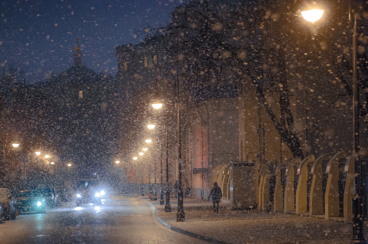 Вечер, Зима, Москва, Снег, Снегопад, Виктор Климкин