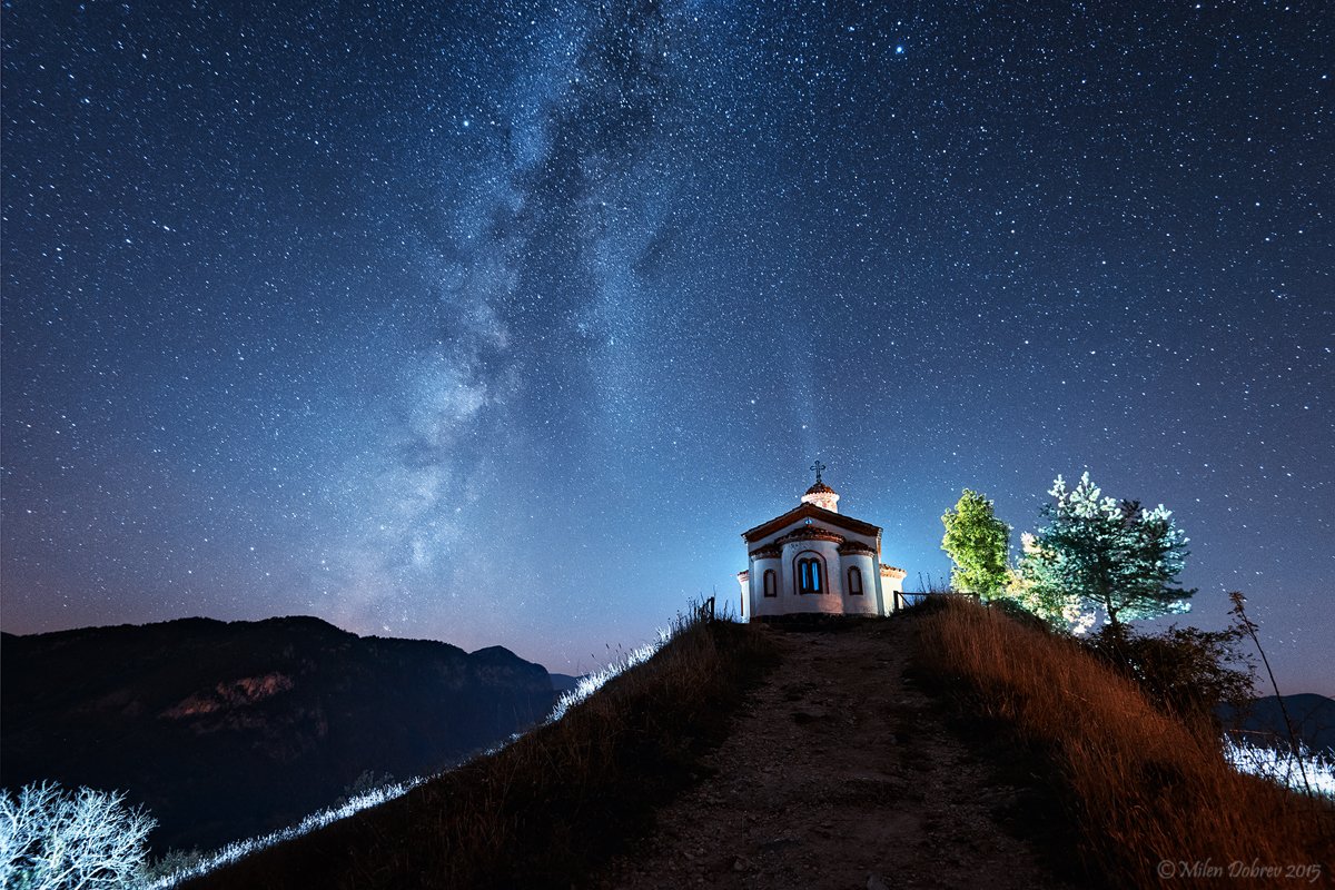 Milky way, landscape, night, Bulgaria, Rhodopi mountain, stars, Милен Добрев